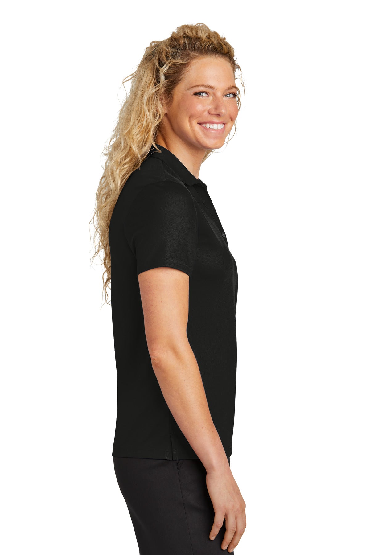 Black Sport-Tek Women's UV Micropique Polo LST740
