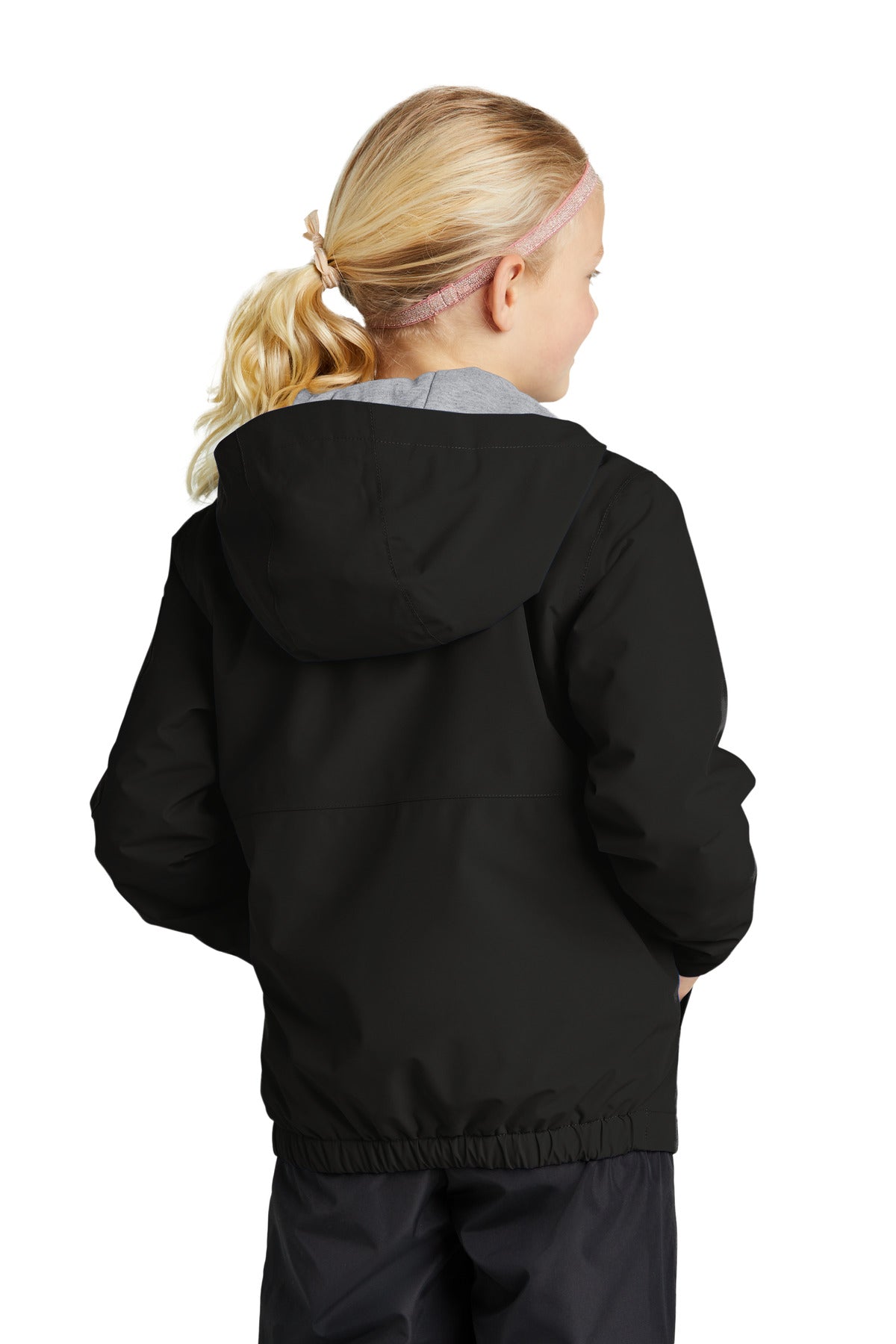 Black Sport-Tek Youth Waterproof Insulated Jacket YST56