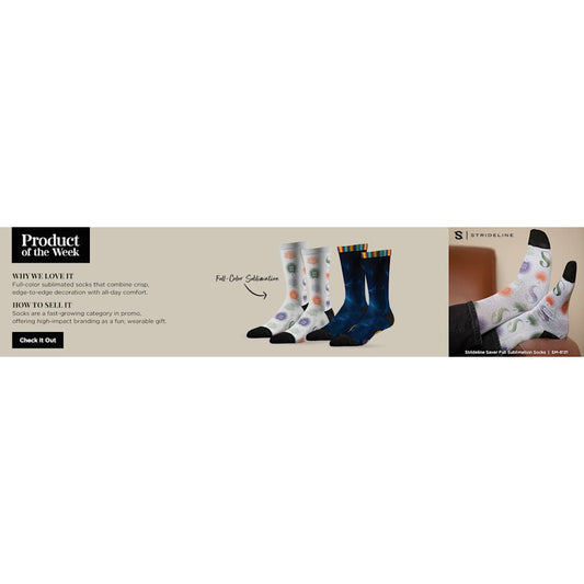 Black Strideline Saver Full Sublimation Socks