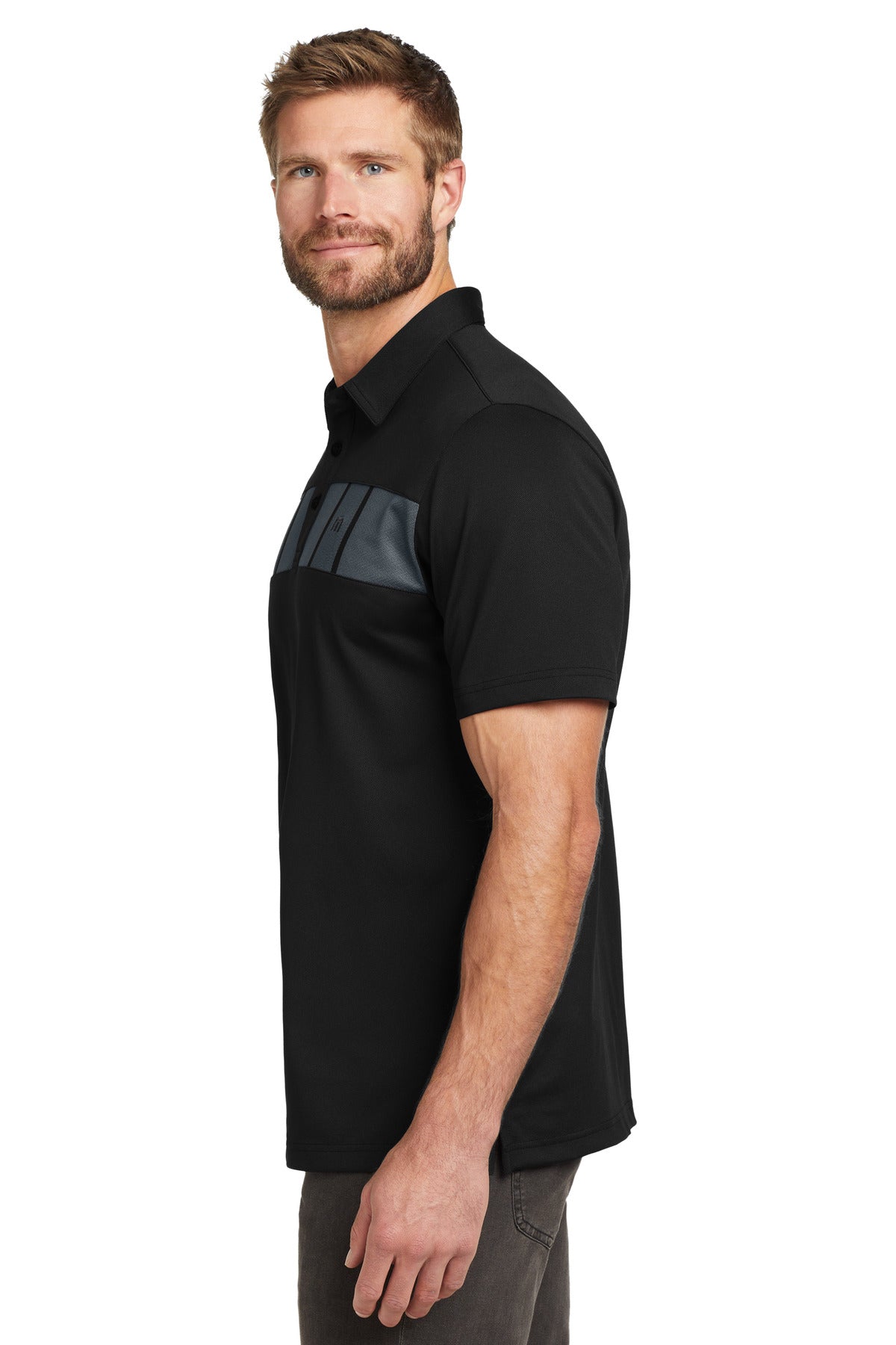 Black TravisMathew Cabana Chest Stripe Polo. TM1MU416