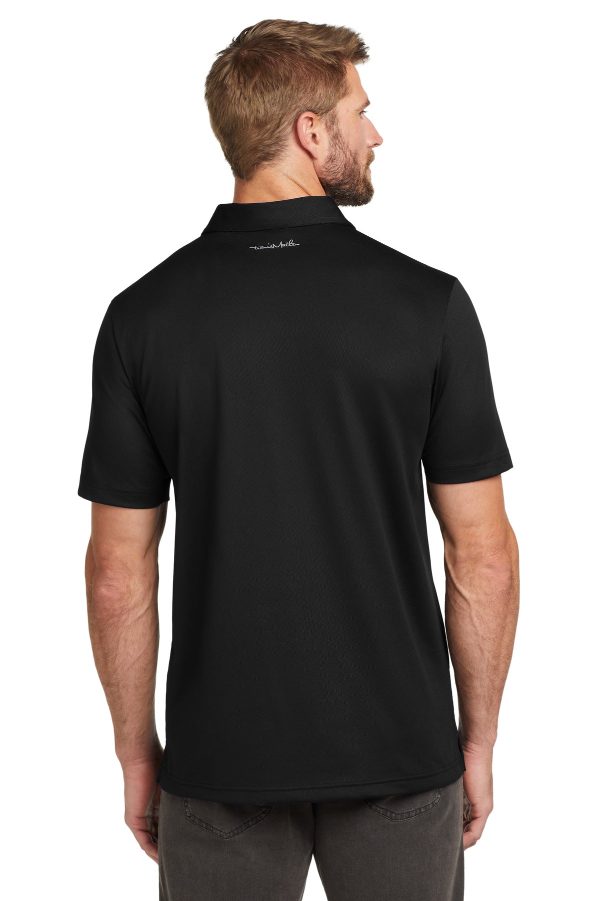 Black TravisMathew Cabana Chest Stripe Polo. TM1MU416