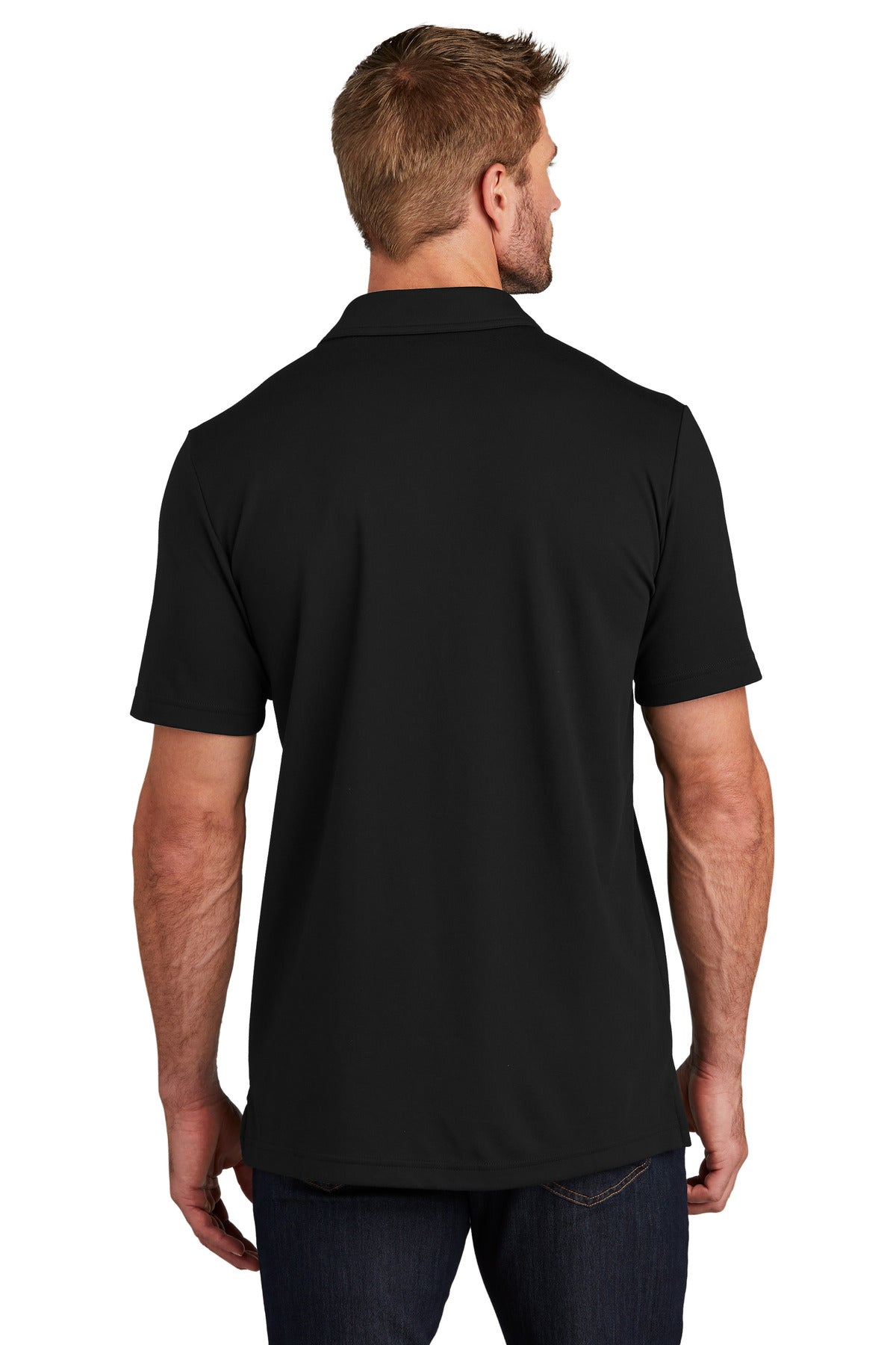 Black TravisMathew Coastal Chest Stripe Polo TM1MY402