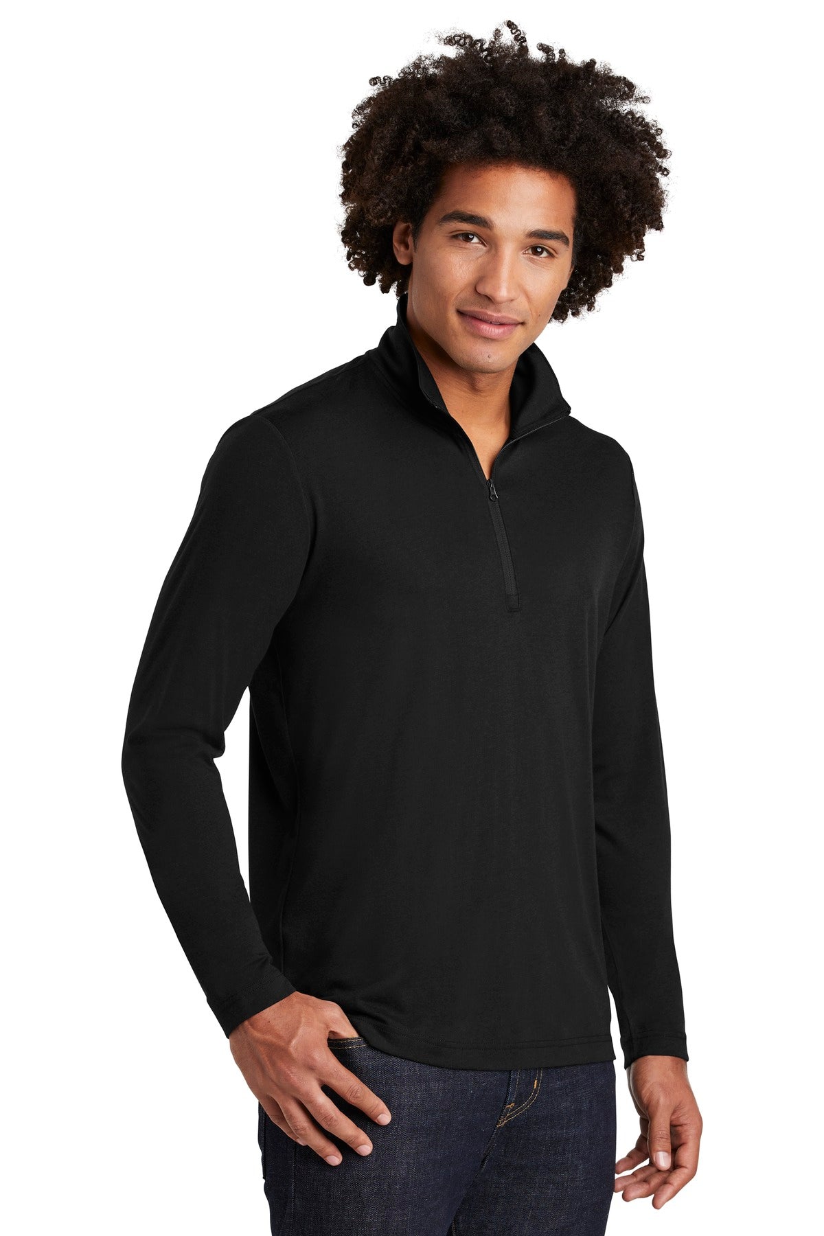 Black Triad So Sport-Tek PosiCharge Tri-Blend Wicking 1/4-Zip Pullover. ST407