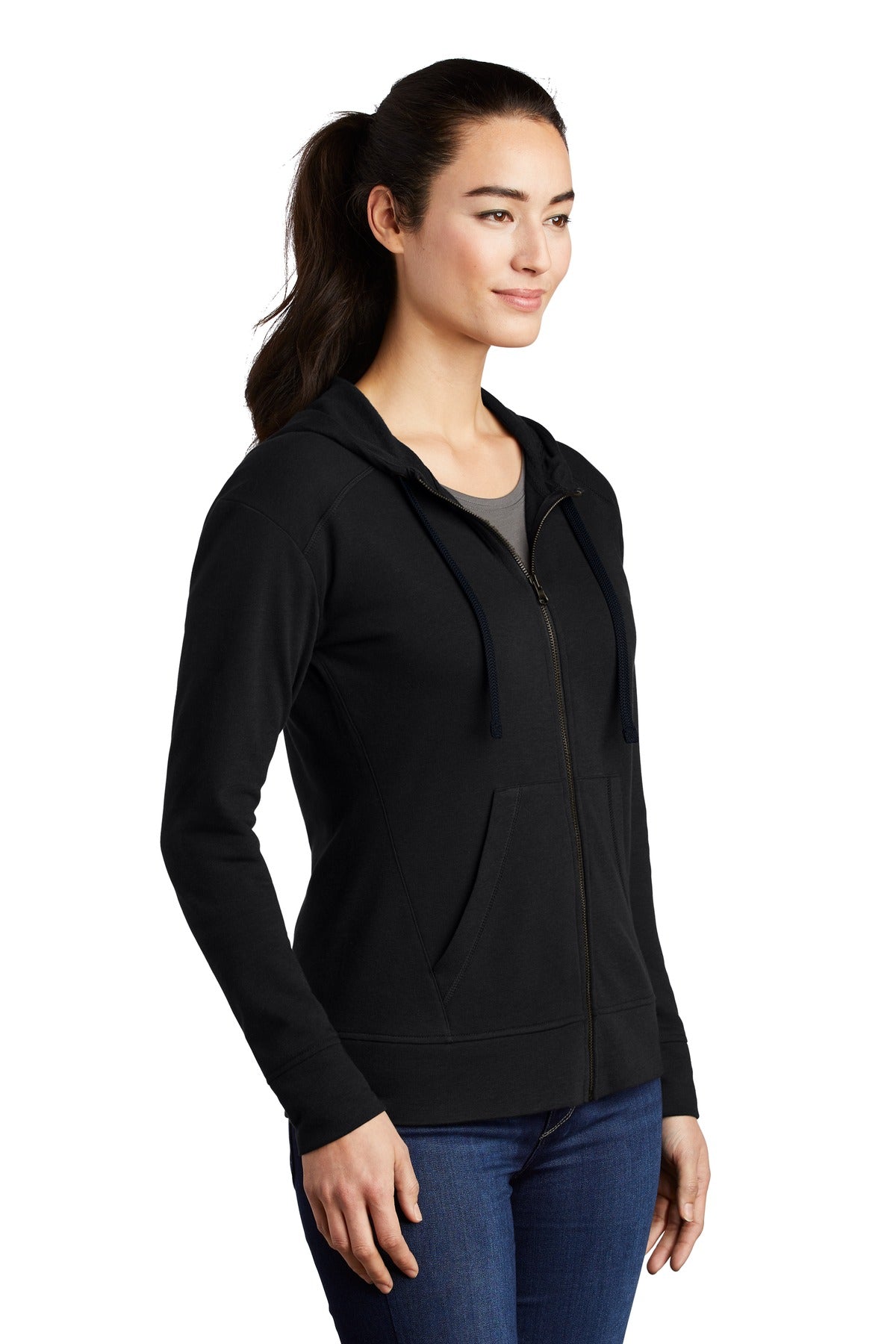 Black Triad So Sport-Tek Women's PosiCharge Tri-Blend Wicking Fleece Full-Zip Hooded Jacket LST293