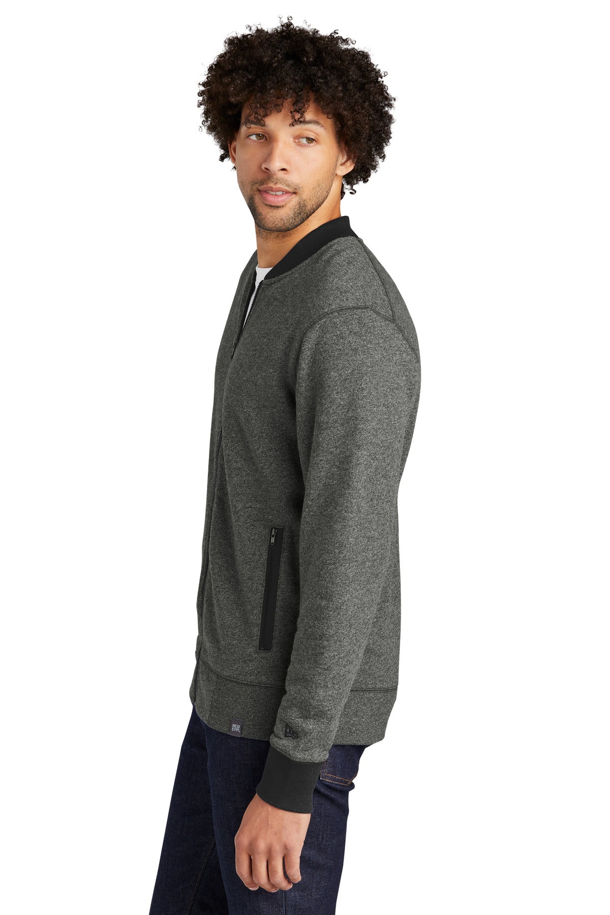 Black Twist/Bk New Era French Terry Baseball Full-Zip. NEA503