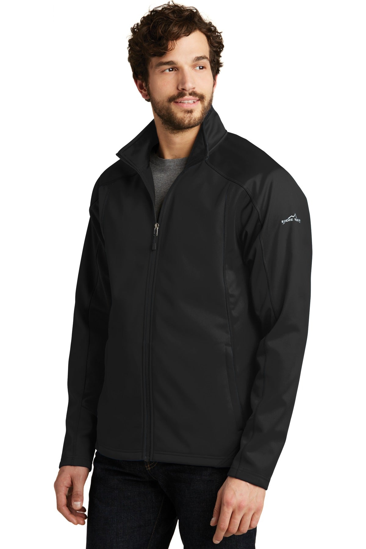 Black/Black Eddie Bauer Trail Soft Shell Jacket. EB542