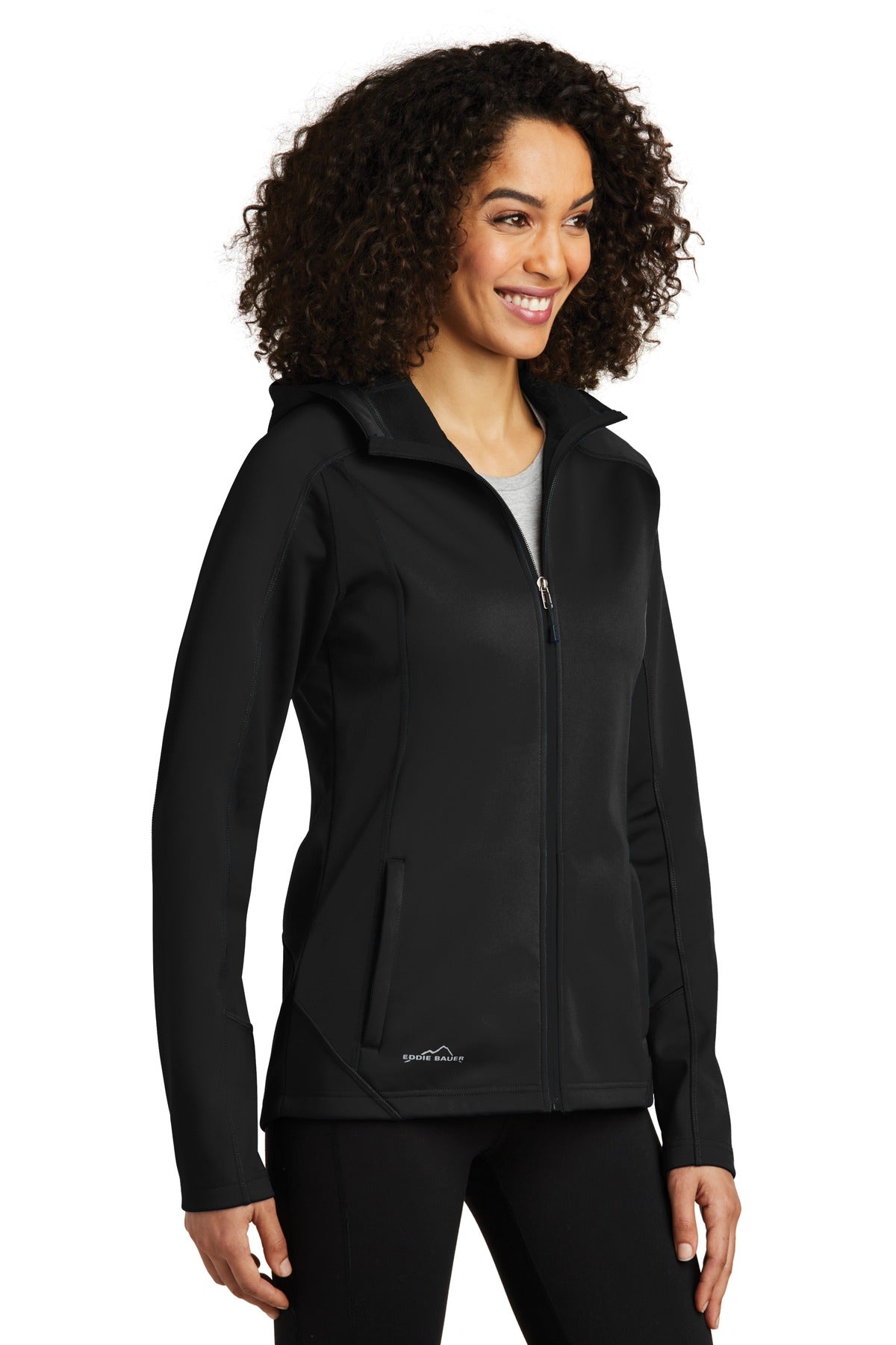 Black/Black Eddie Bauer Women's Trail Soft Shell Jacket. EB543