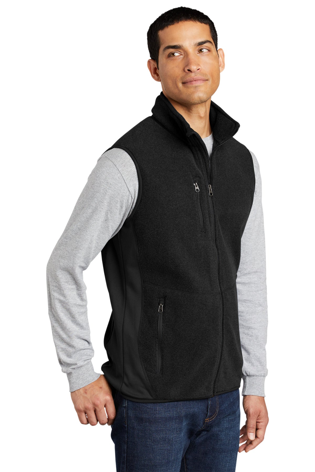 Black/Black Port Authority R-Tek Pro Fleece Full-Zip Vest. F228