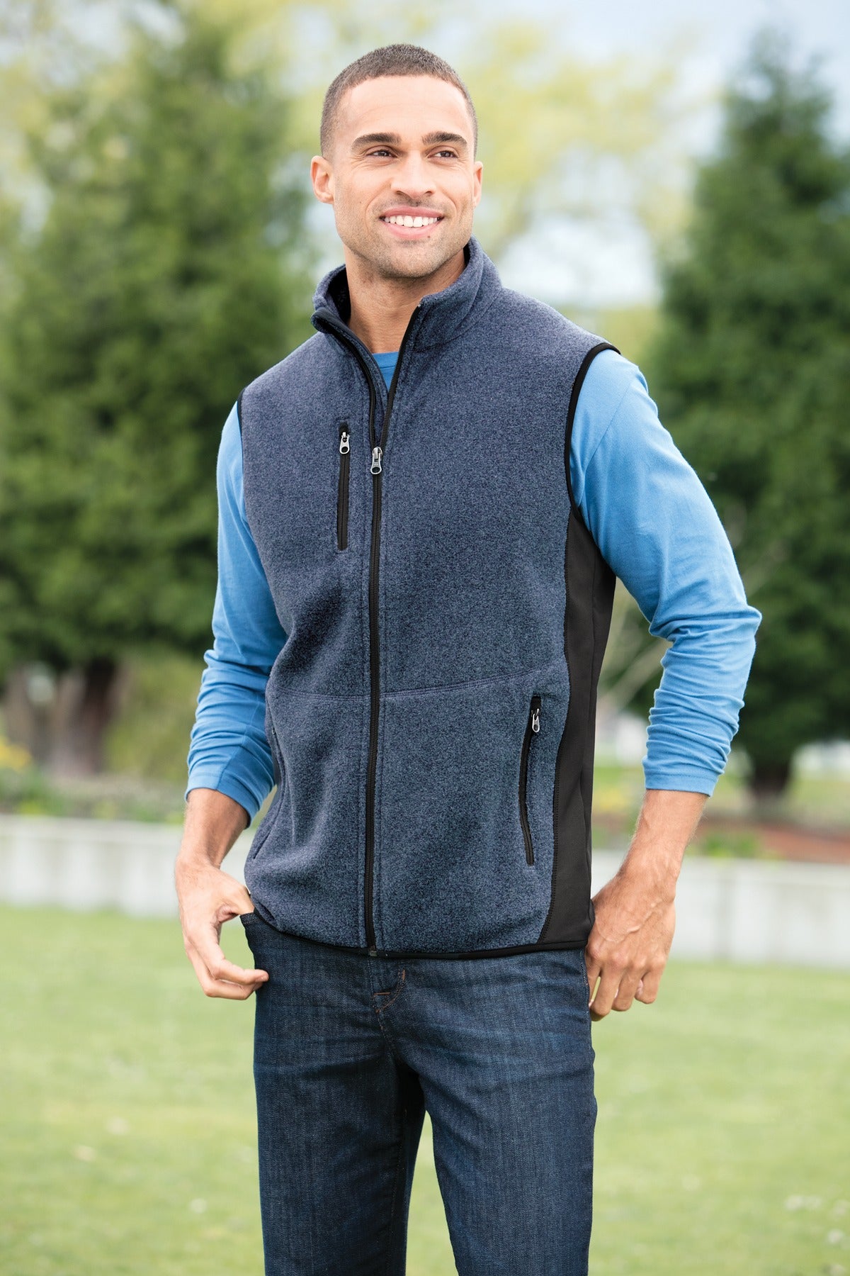 Black/Black Port Authority R-Tek Pro Fleece Full-Zip Vest. F228