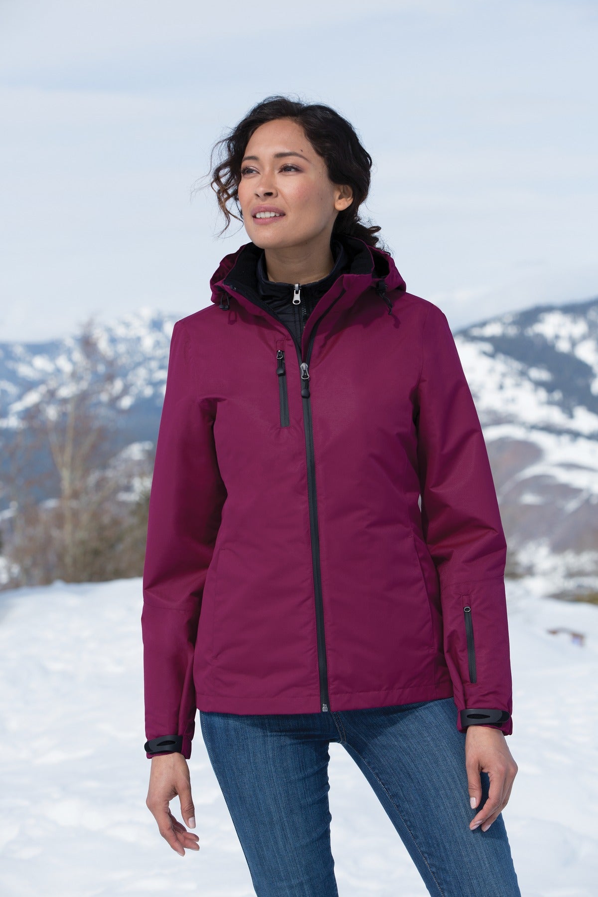 Black/Black Port Authority Women's Vortex Waterproof 3-in-1 Jacket. L332