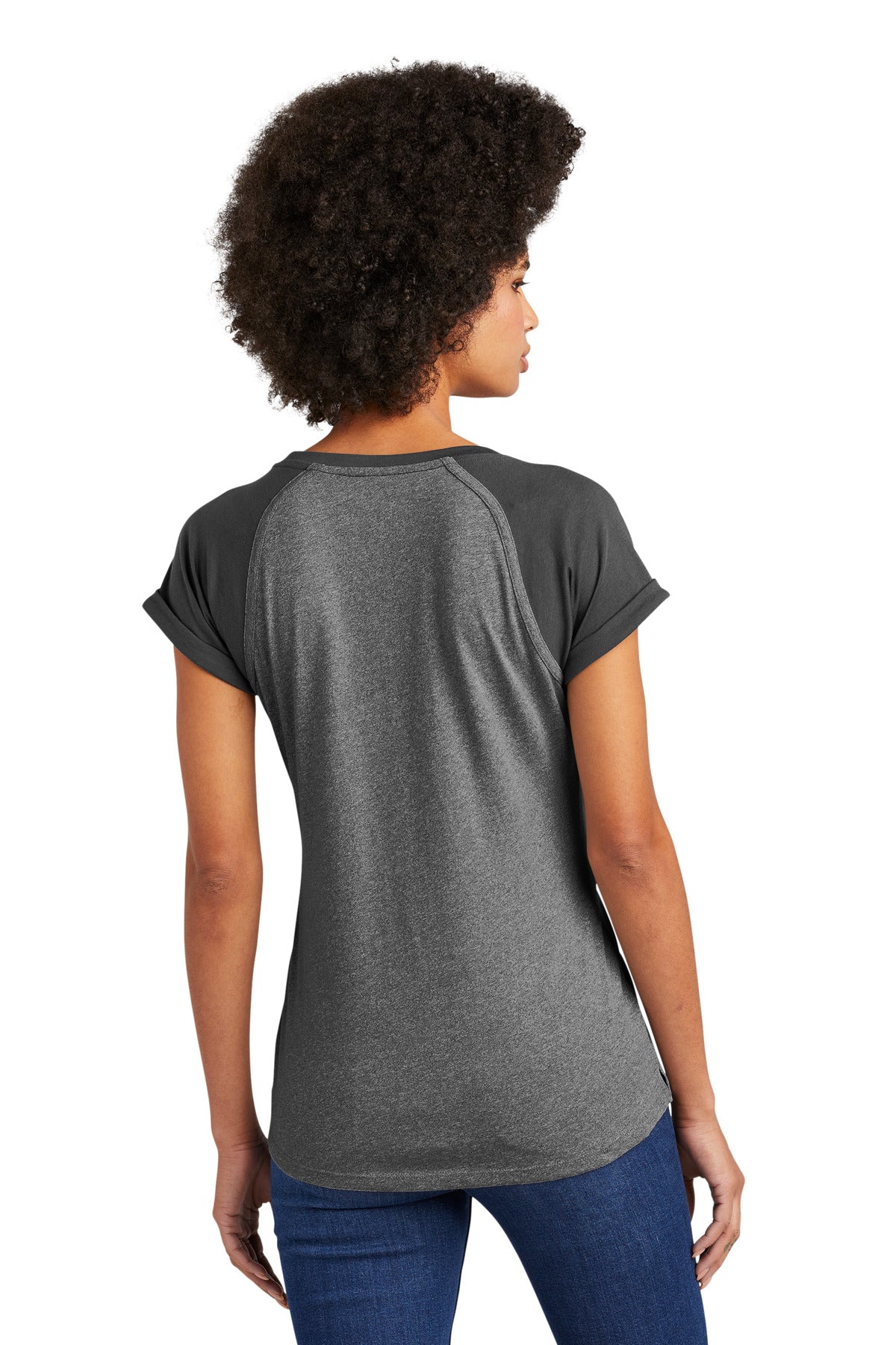 Black/Black Tw New Era Women's Heritage Blend Varsity Tee. LNEA107