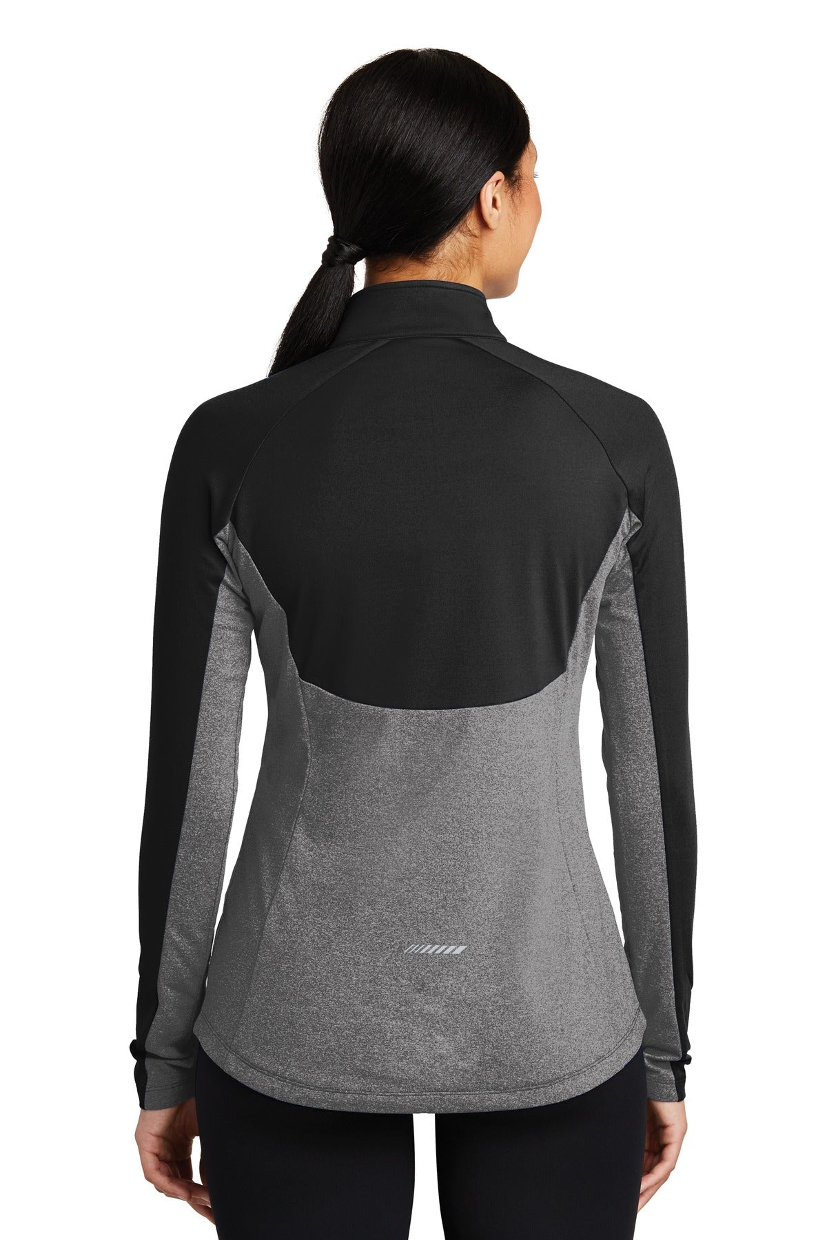 Black/Ch Gy He Sport-Tek Women's Sport-Wick Stretch Contrast 1/4-Zip Pullover. LST854