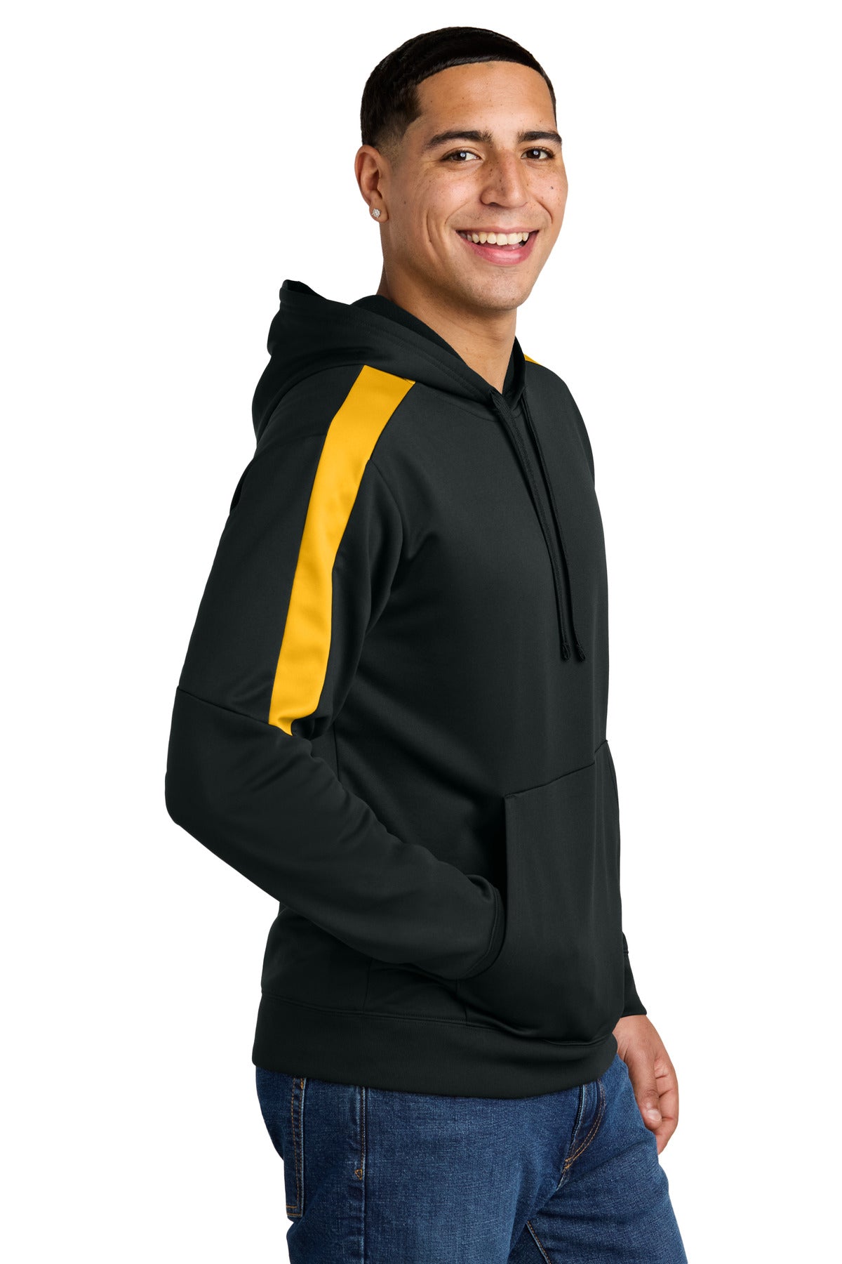 Black/Gold Sport-Tek Sport-Wick Fleece United Pullover Hoodie ST255