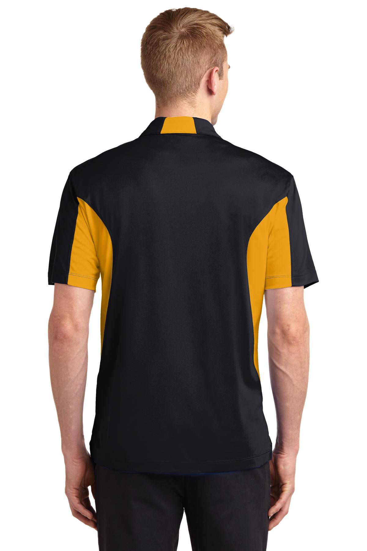 Black/Gold Sport-Tek Tall Side Blocked Micropique Sport-Wick Polo. TST655