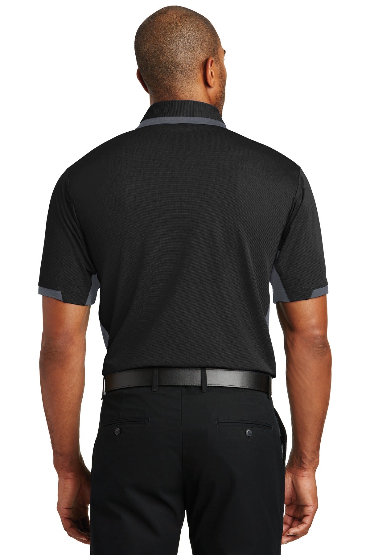 Black/Iron Gry Port Authority Dry Zone Colorblock Ottoman Polo. K524