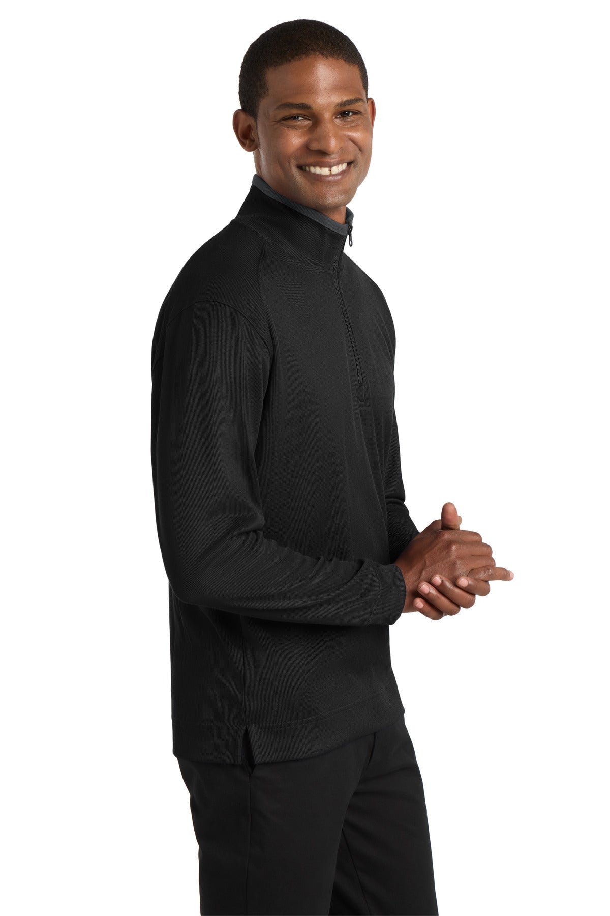 Black/Iron Gry Port Authority Vertical Texture 1/4-Zip Pullover. K805