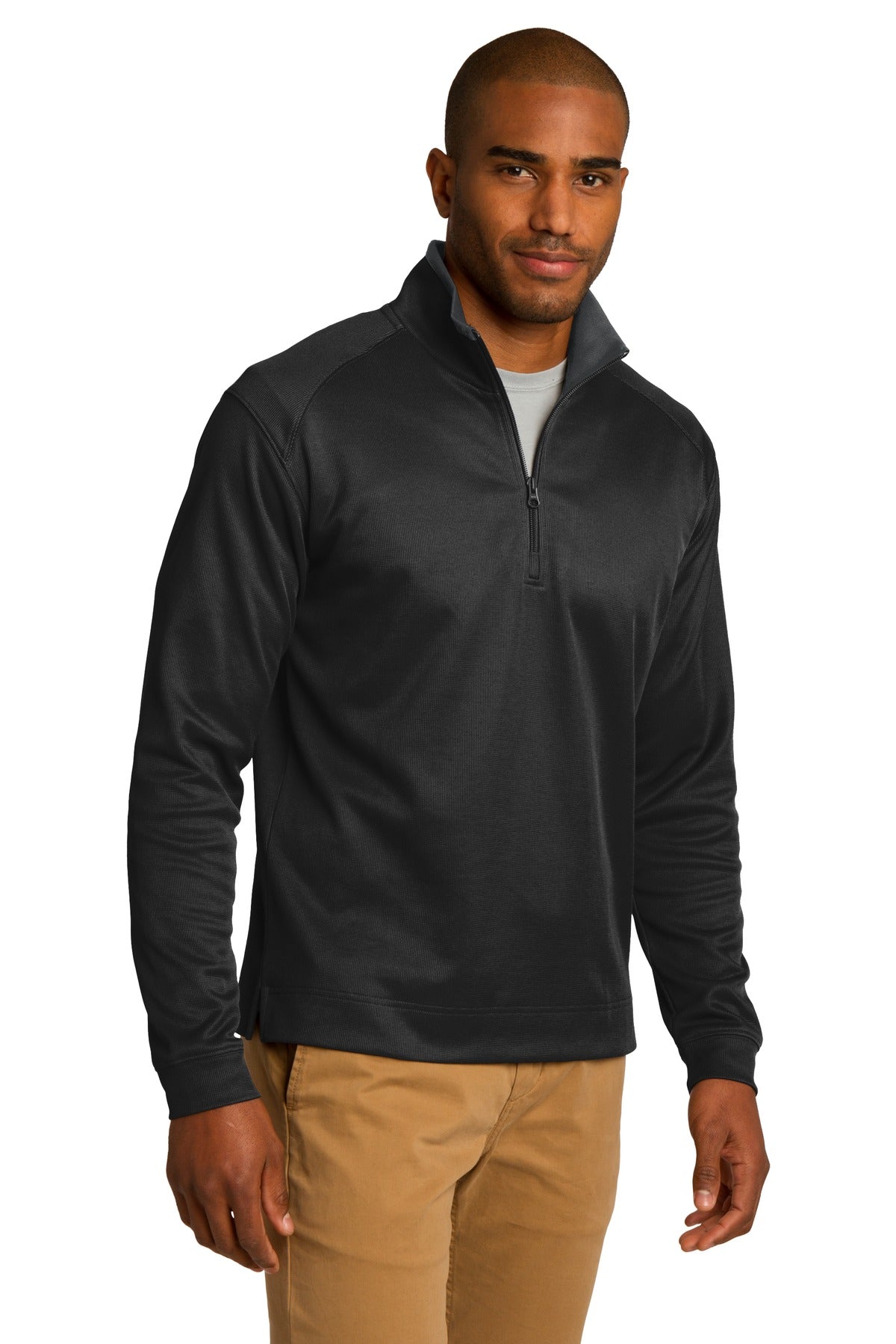 Black/Iron Gry Port Authority Vertical Texture 1/4-Zip Pullover. K805