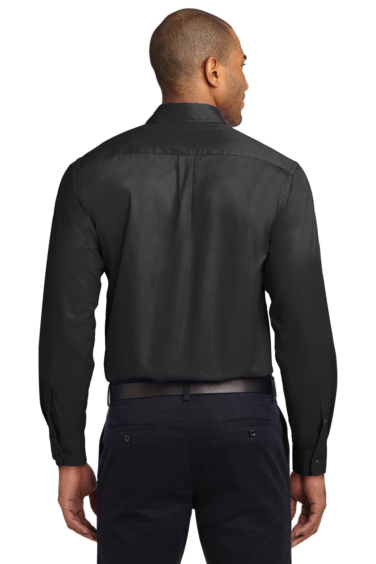 Black/Lt Stone Port Authority Extended Size Long Sleeve Easy Care Shirt S608ES