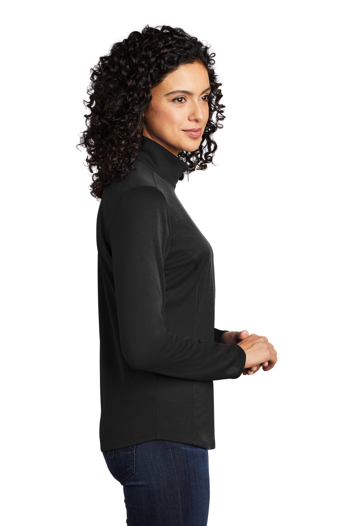 Black/Steel Gy Port Authority Women's Silk Touch Performance 1/4-Zip LK584
