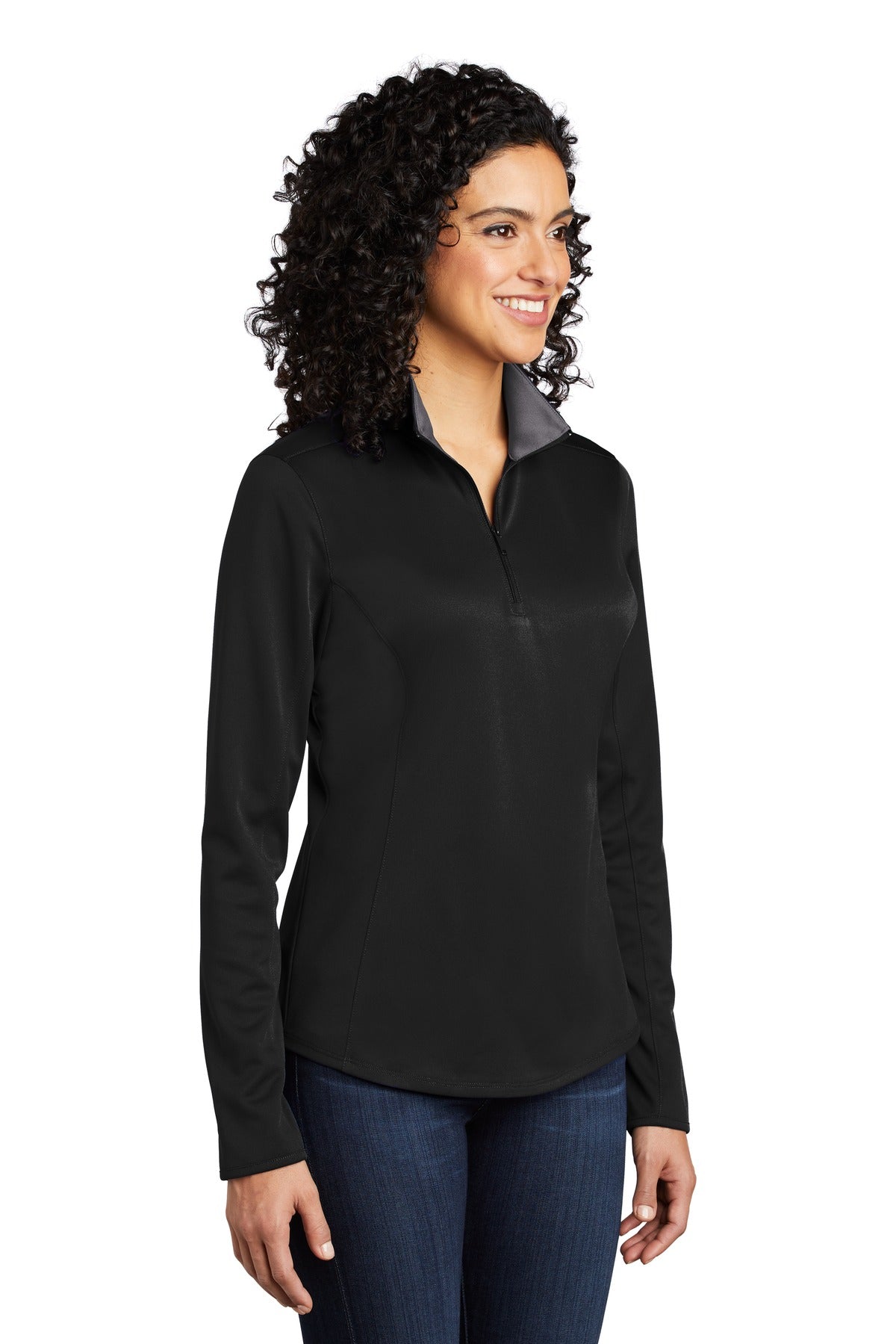 Black/Steel Gy Port Authority Women's Silk Touch Performance 1/4-Zip LK584