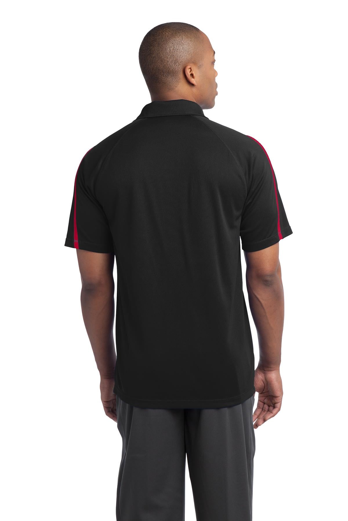 Black/Tr Red Sport-Tek PosiCharge Micro-Mesh Colorblock Polo. ST685