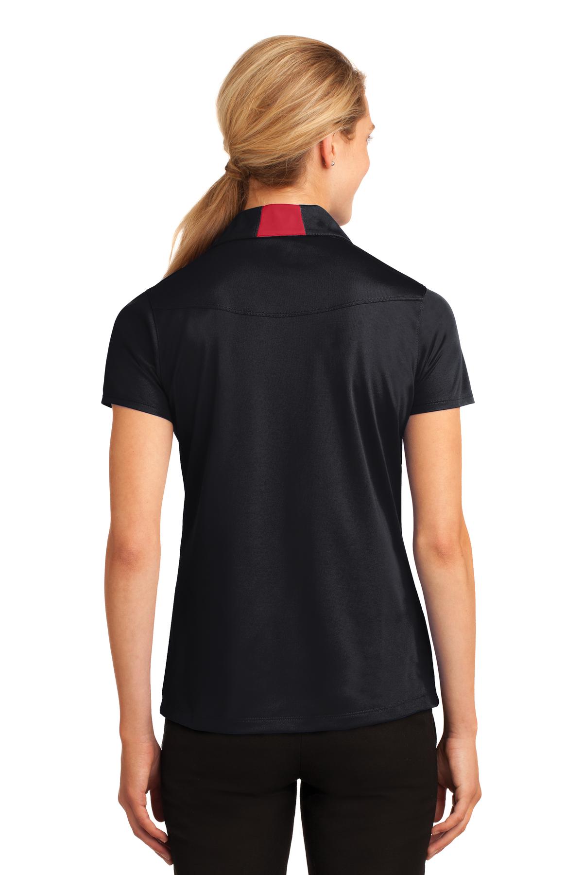 Black/True Red Sport-Tek Women's Side Blocked Micropique Sport-Wick Polo. LST655