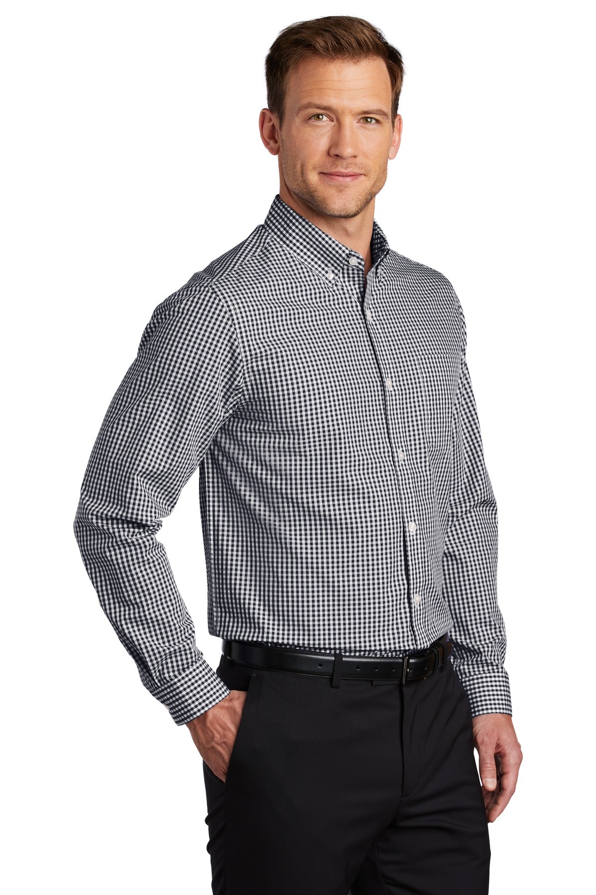 Black/White Port Authority Broadcloth Gingham Easy Care Shirt W644