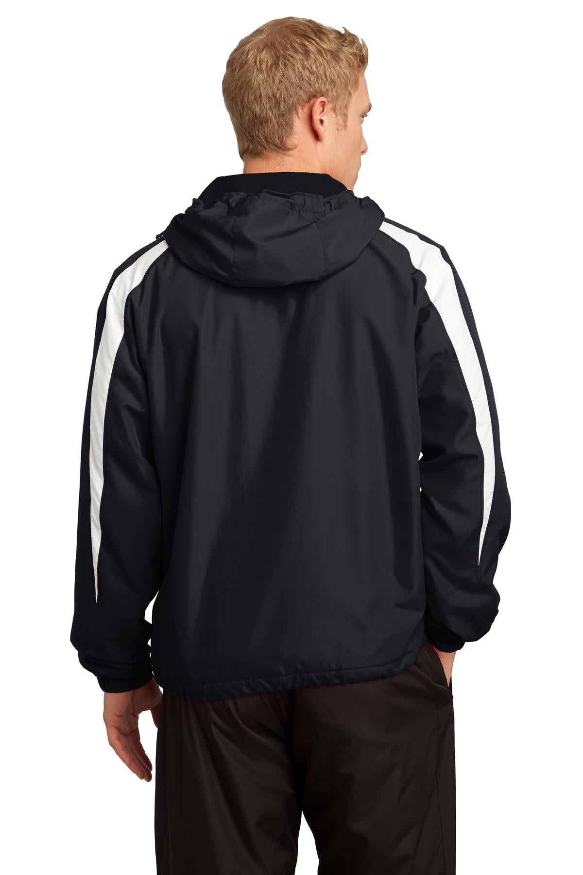 Black/White Sport-Tek Fleece-Lined Colorblock Jacket. JST81