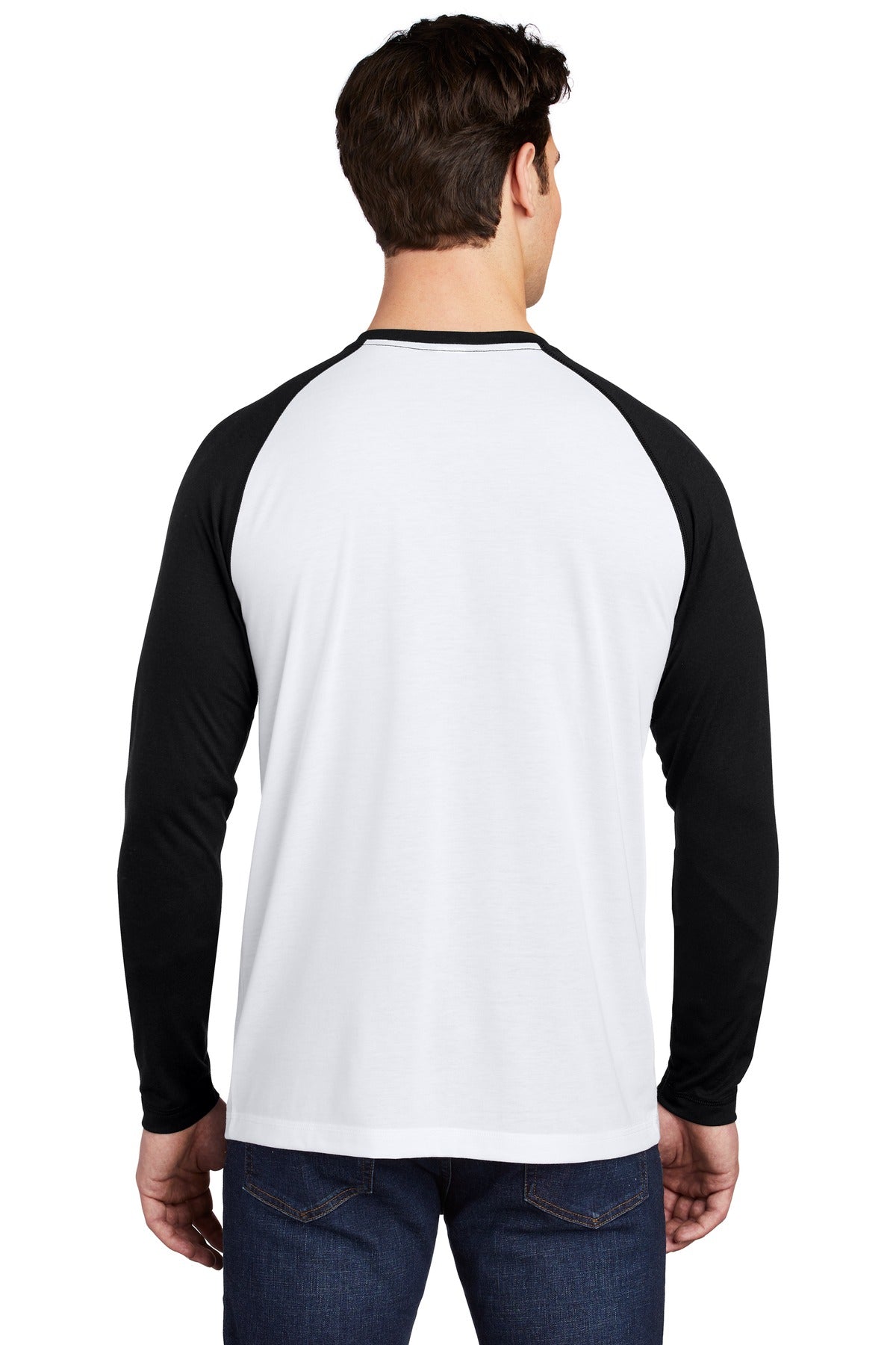Blk TS/Wht TS Sport-Tek PosiCharge Long Sleeve Tri-Blend Wicking Raglan Tee ST400LS