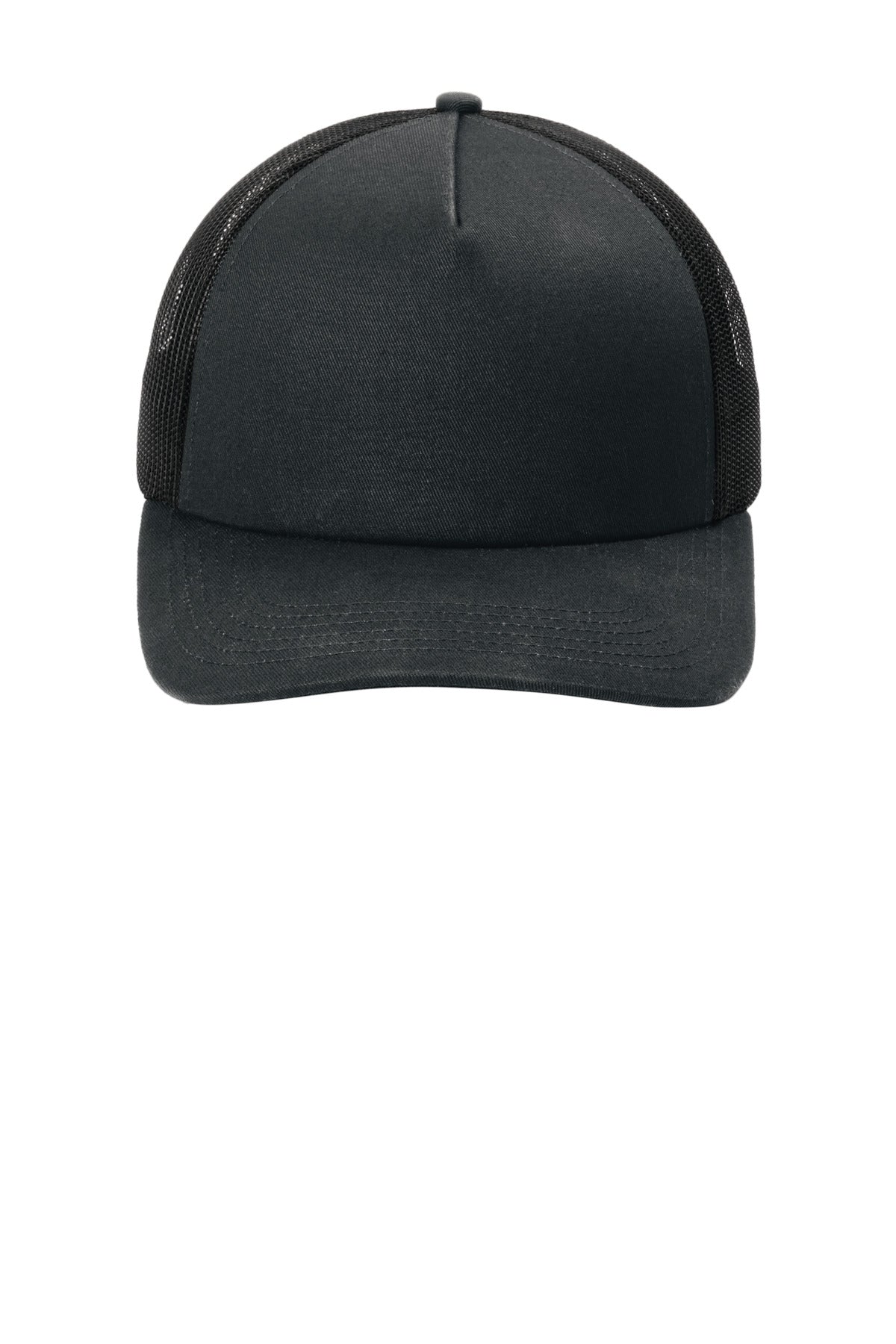 Blk/Blk Port Authority Low-Profile Snapback 5-Panel Trucker Cap C115LP
