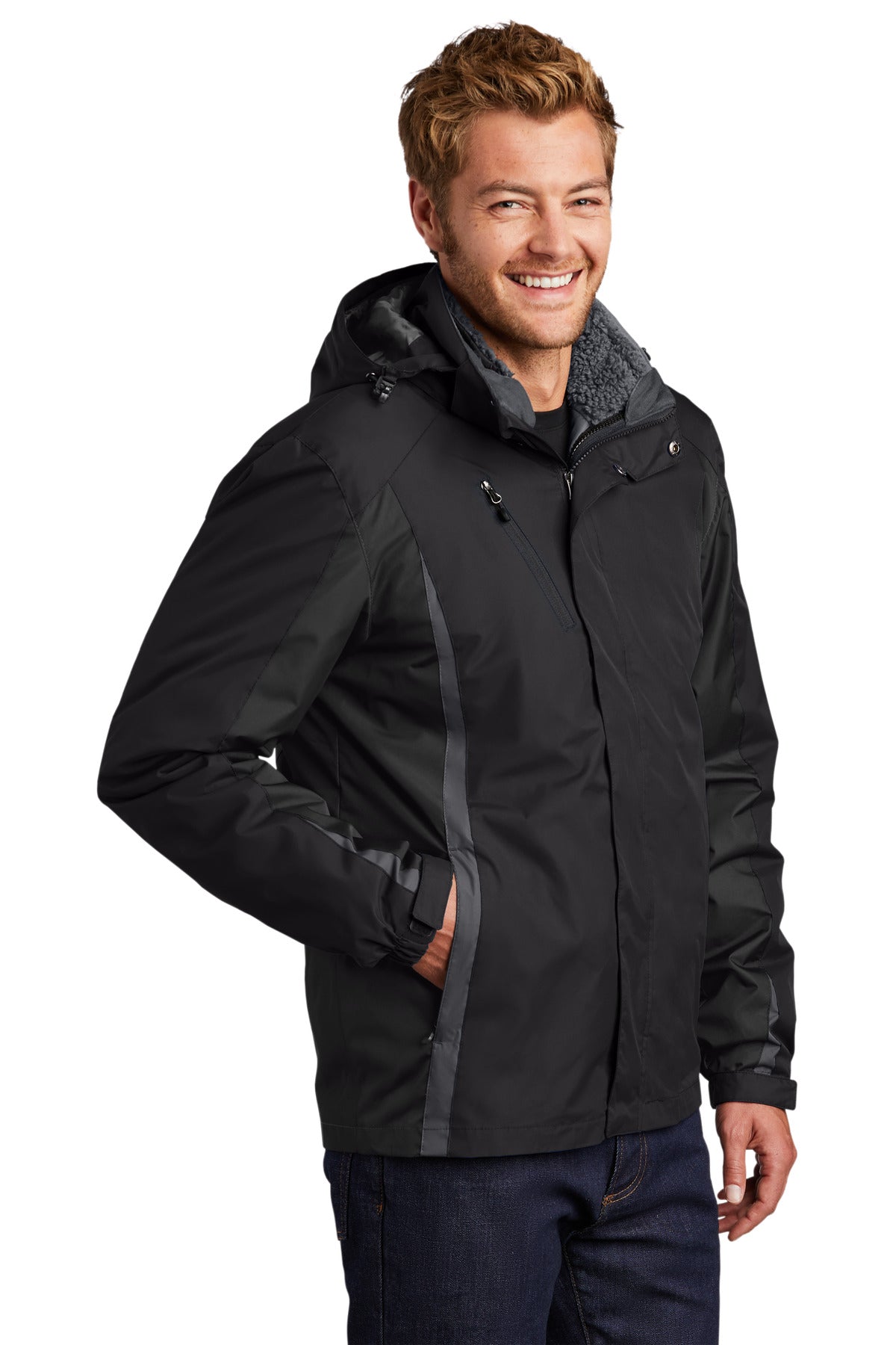 Blk/Blk/Mag Gy Port Authority Colorblock 3-in-1 Jacket. J321