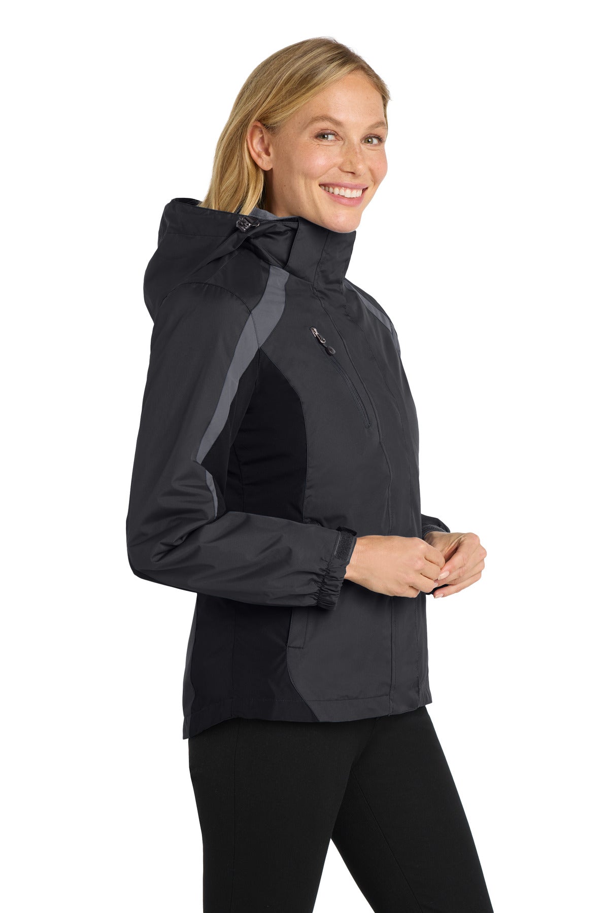 Blk/Blk/Mag Gy Port Authority Women's Colorblock 3-in-1 Jacket. L321