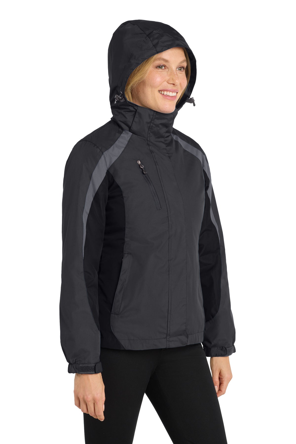Blk/Blk/Mag Gy Port Authority Women's Colorblock 3-in-1 Jacket. L321