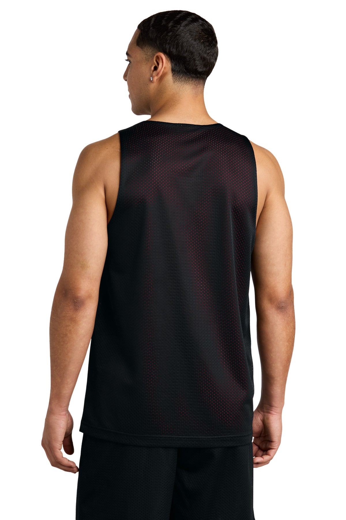 Blk/DpRed Sport-Tek PosiCharge Reversible Mesh Tank ST5000