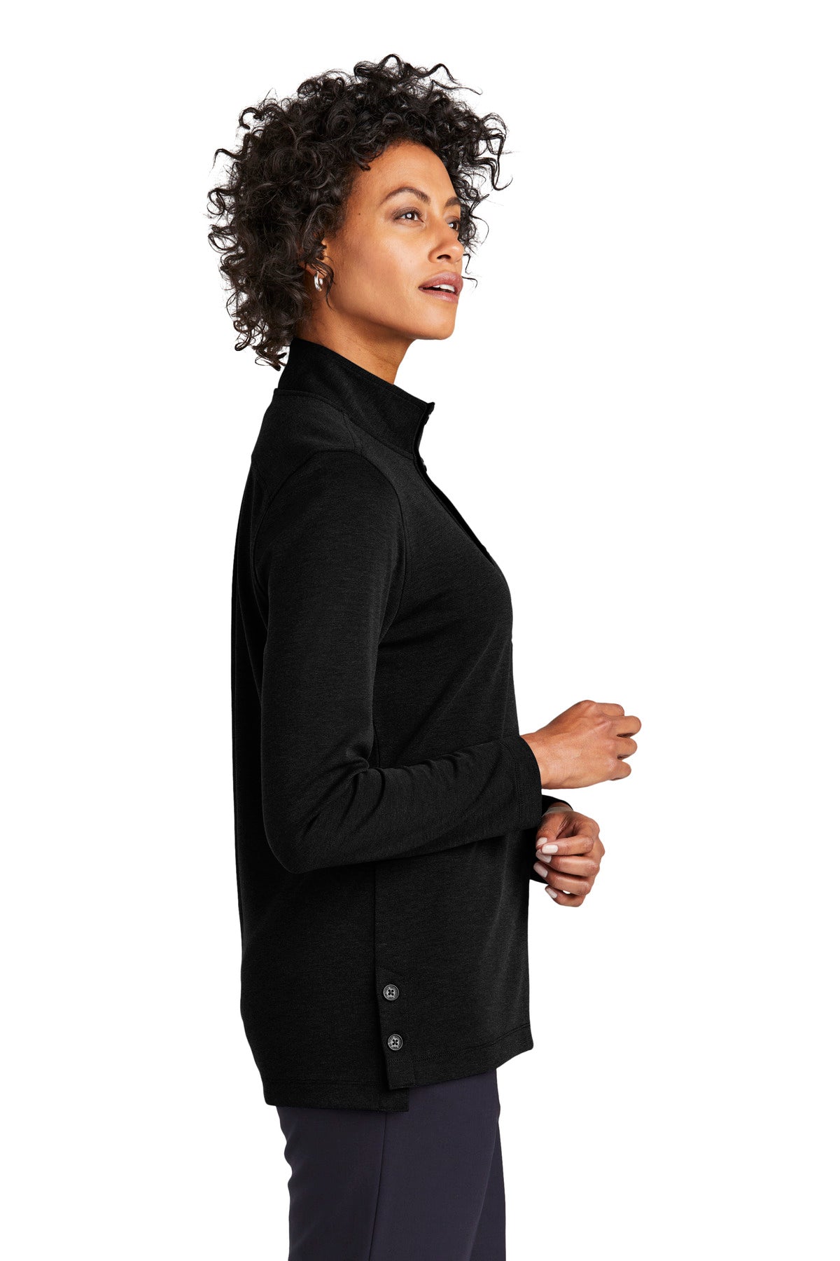BlkHthr Brooks Brothers Women's Mid-Layer Stretch 1/2-Button BB18203