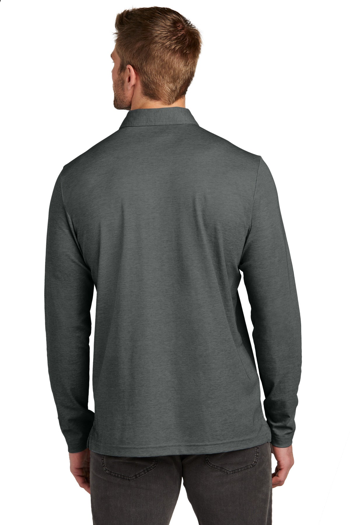 BlkHthr TravisMathew Oceanside Heather Long Sleeve Polo TM1MZ343
