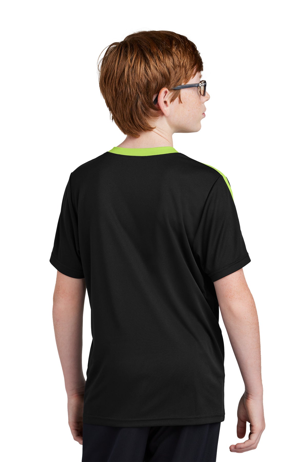 Blk/LmShk Sport-Tek Youth Competitor United Crew YST100