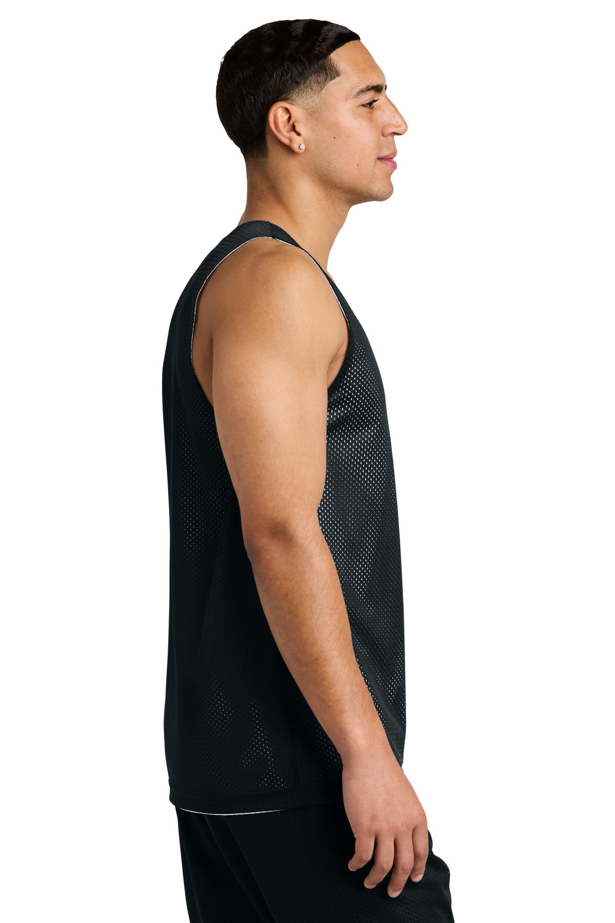 Blk/White Sport-Tek PosiCharge Reversible Mesh Tank ST5000