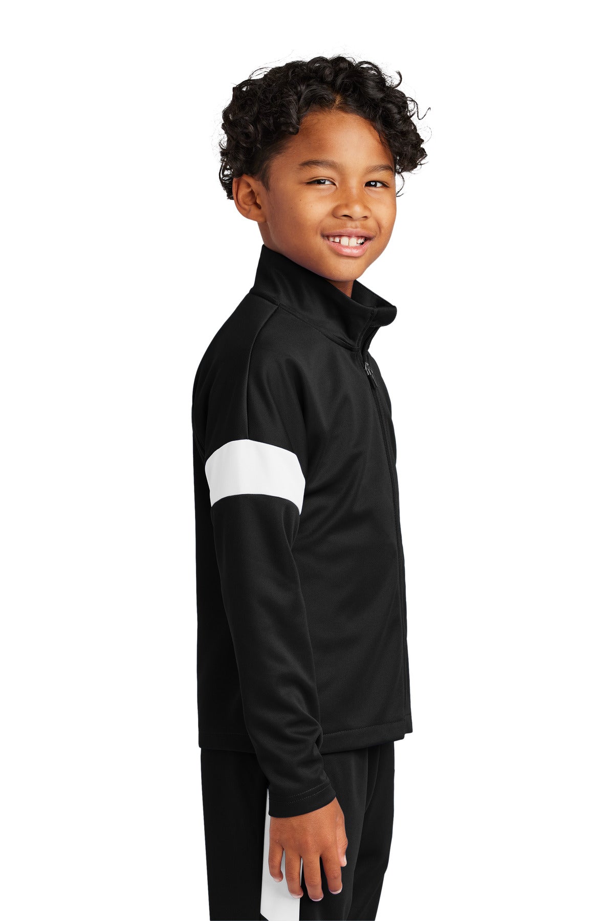 Blk/White Sport-Tek Youth Travel Full-Zip Jacket YST800