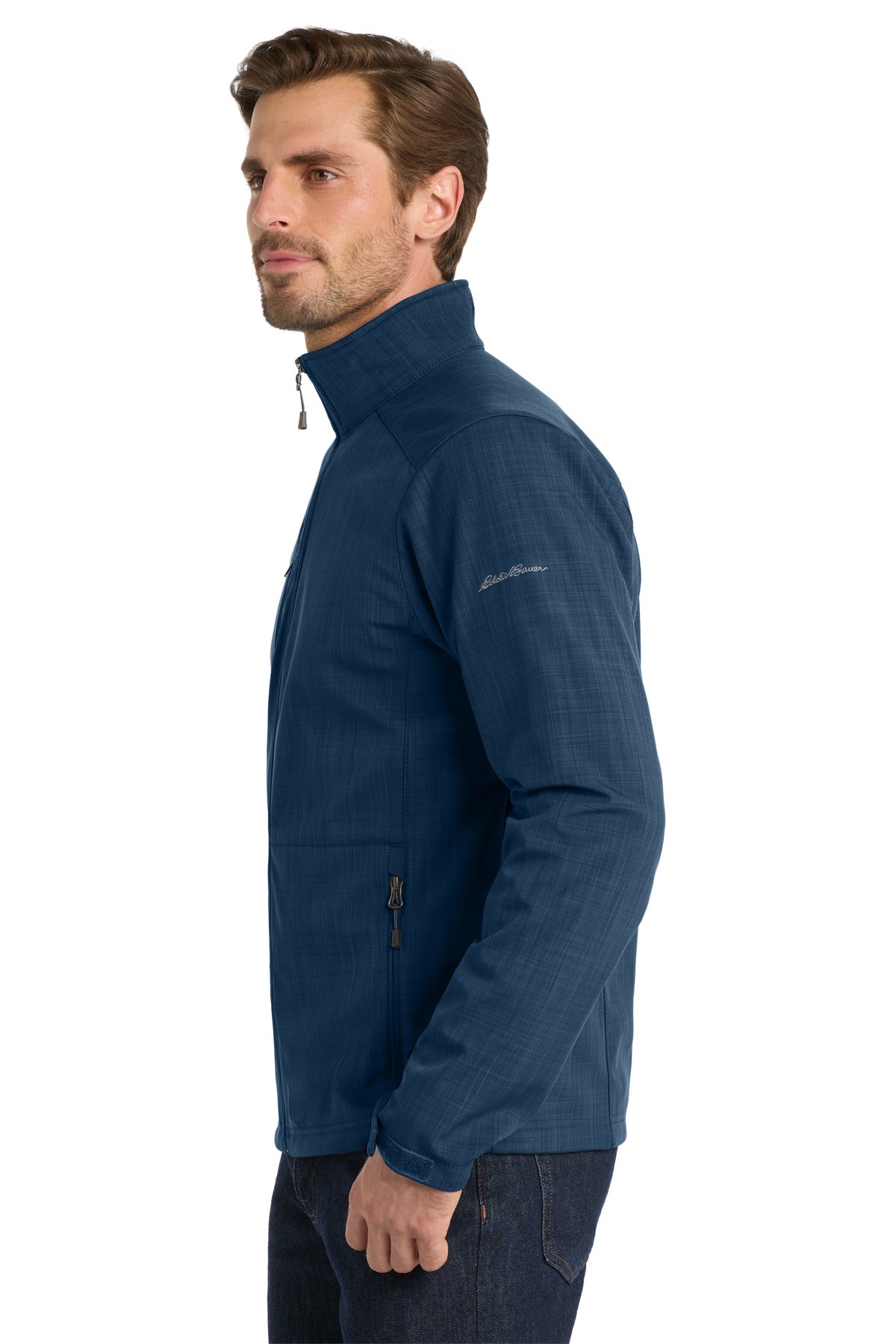 Blue Eddie Bauer Shaded Crosshatch Soft Shell Jacket. EB532