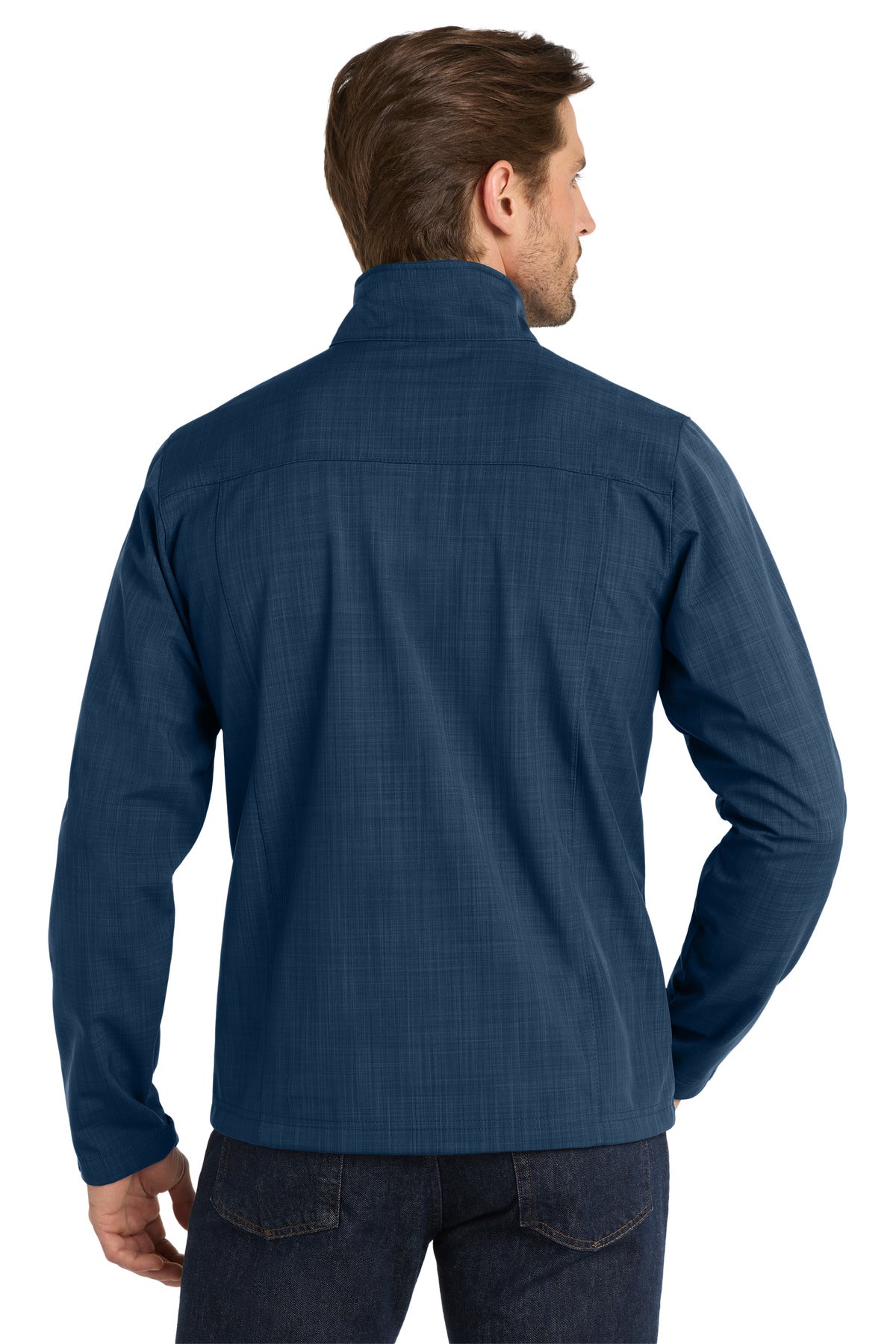 Blue Eddie Bauer Shaded Crosshatch Soft Shell Jacket. EB532