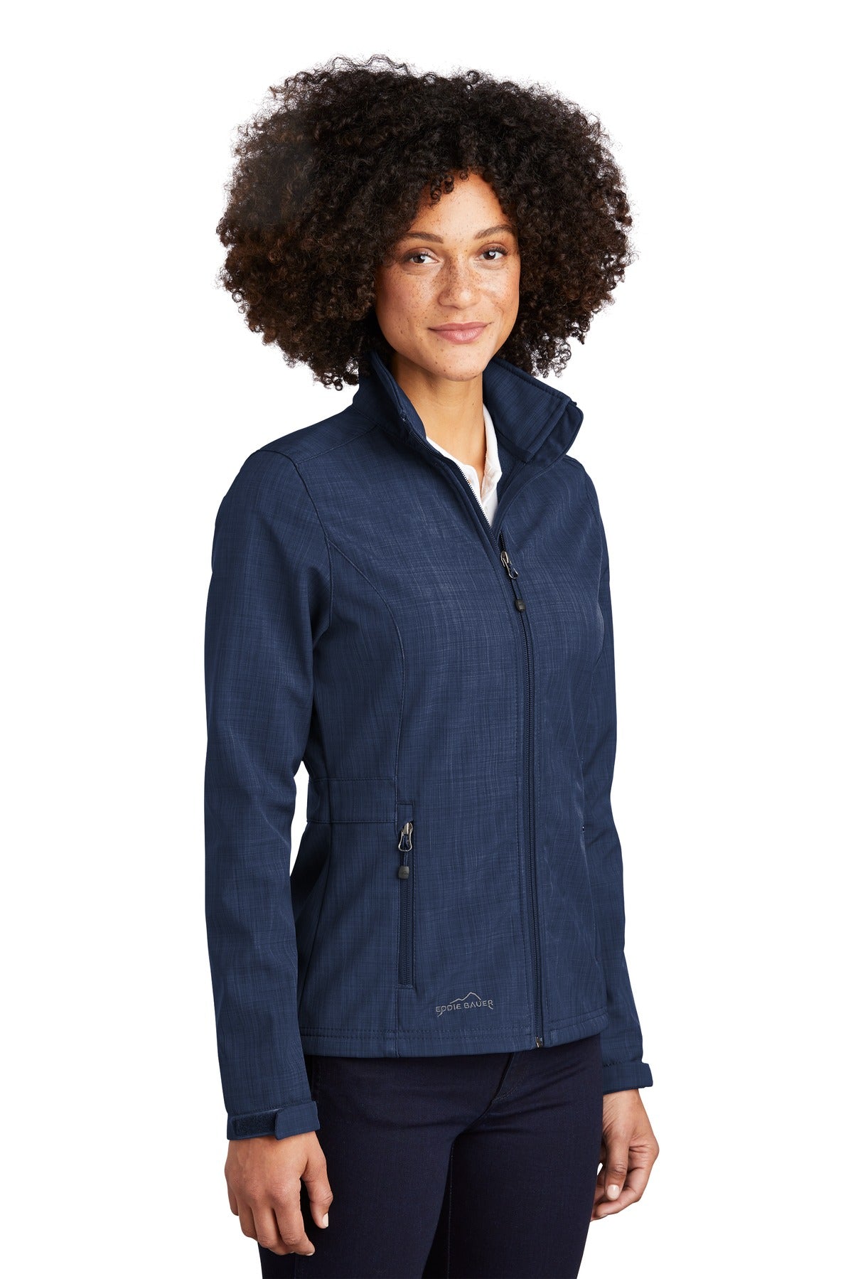 Blue Eddie Bauer Women's Shaded Crosshatch Soft Shell Jacket. EB533