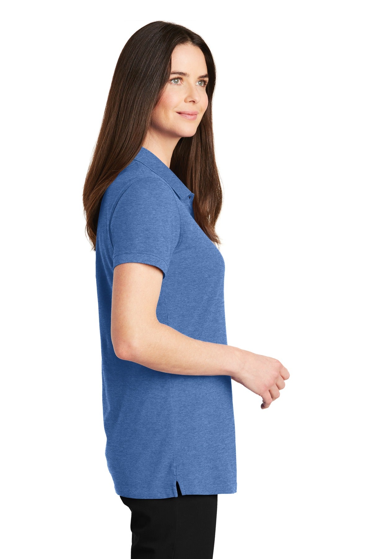 Blue Heather Port Authority Women's EZCotton Polo. LK8000