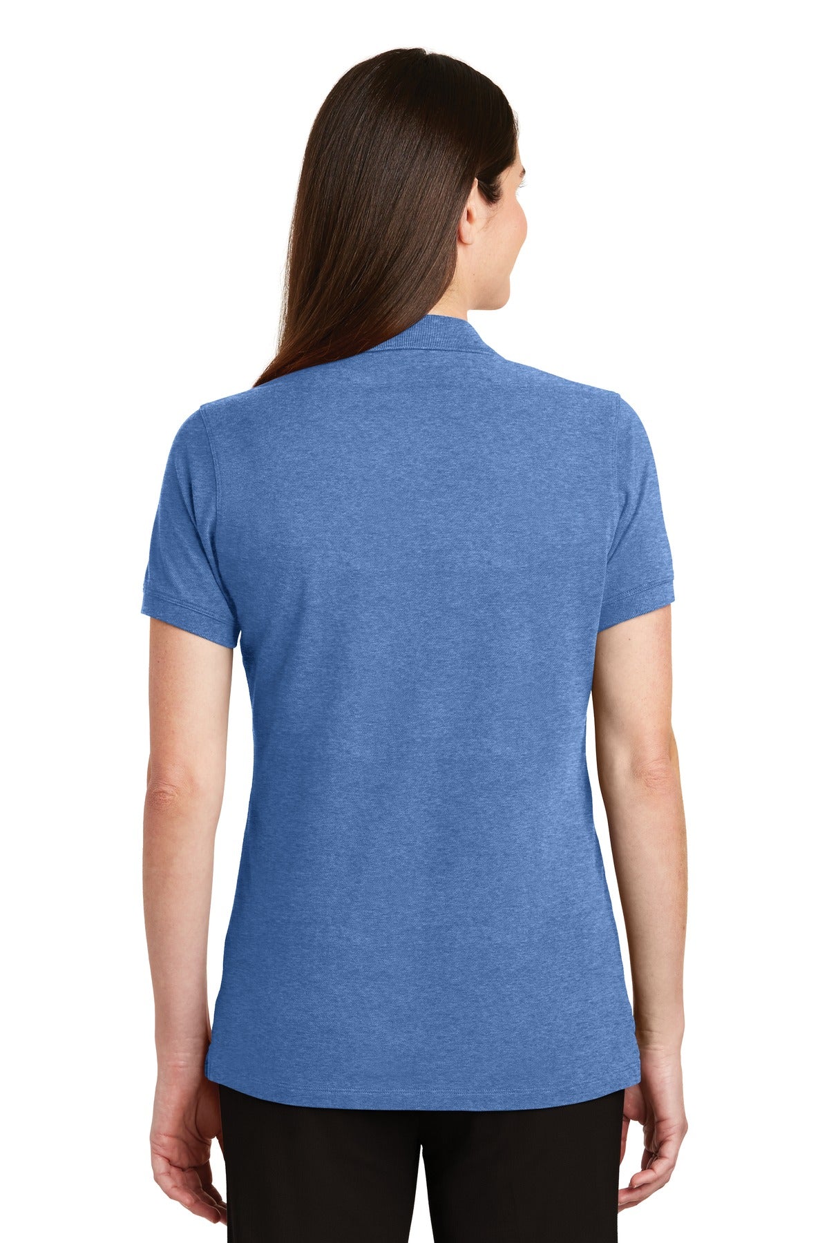 Blue Heather Port Authority Women's EZCotton Polo. LK8000