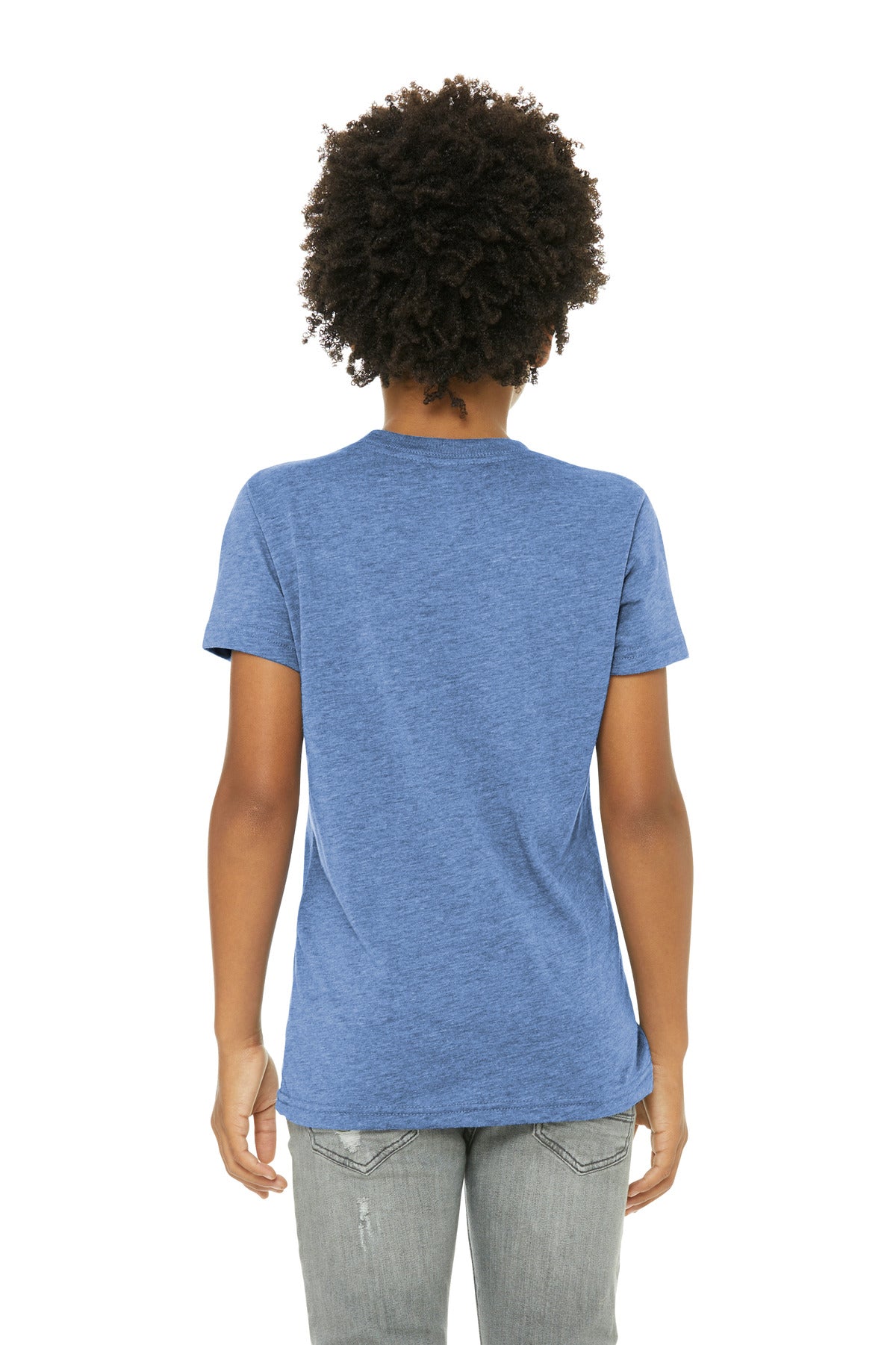 Blue TB BELLA+CANVAS Youth Triblend Short Sleeve Tee. BC3413Y