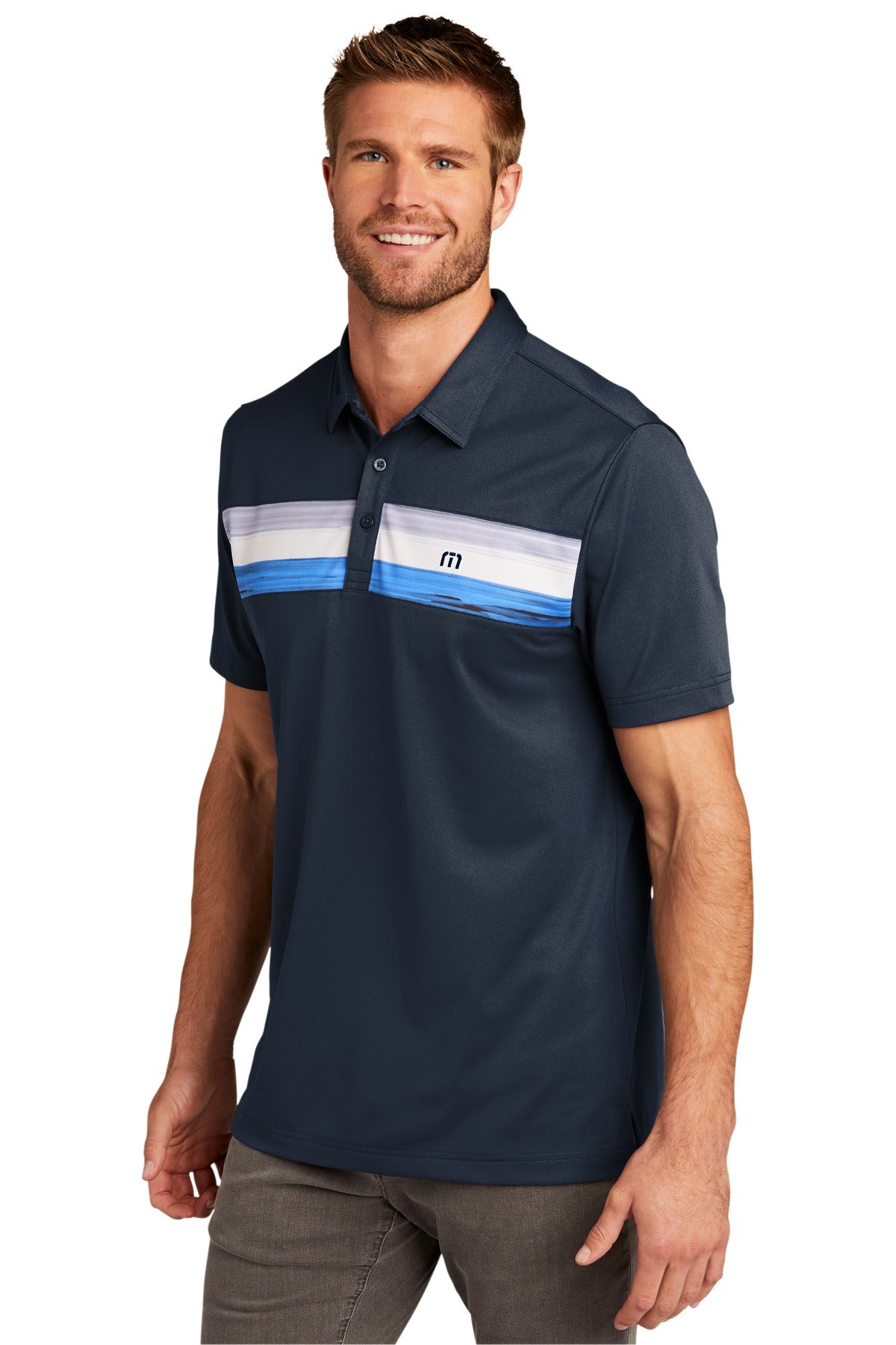 BlueNights TravisMathew Cabana Chest Stripe Polo. TM1MU416