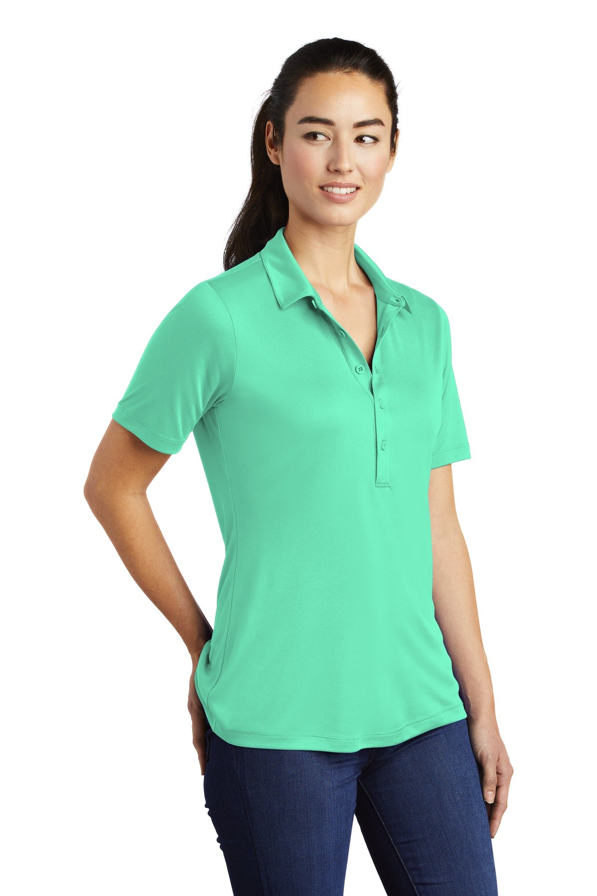 Bright Seafoam Sport-Tek Women's Posi-UV Pro Polo. LST520