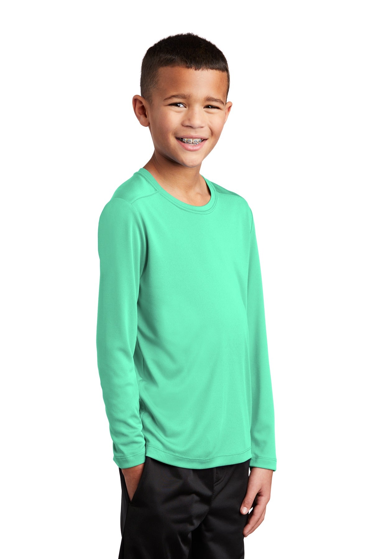 Bright Seafoam Sport-Tek Youth Posi-UV Pro Long Sleeve Tee. YST420LS