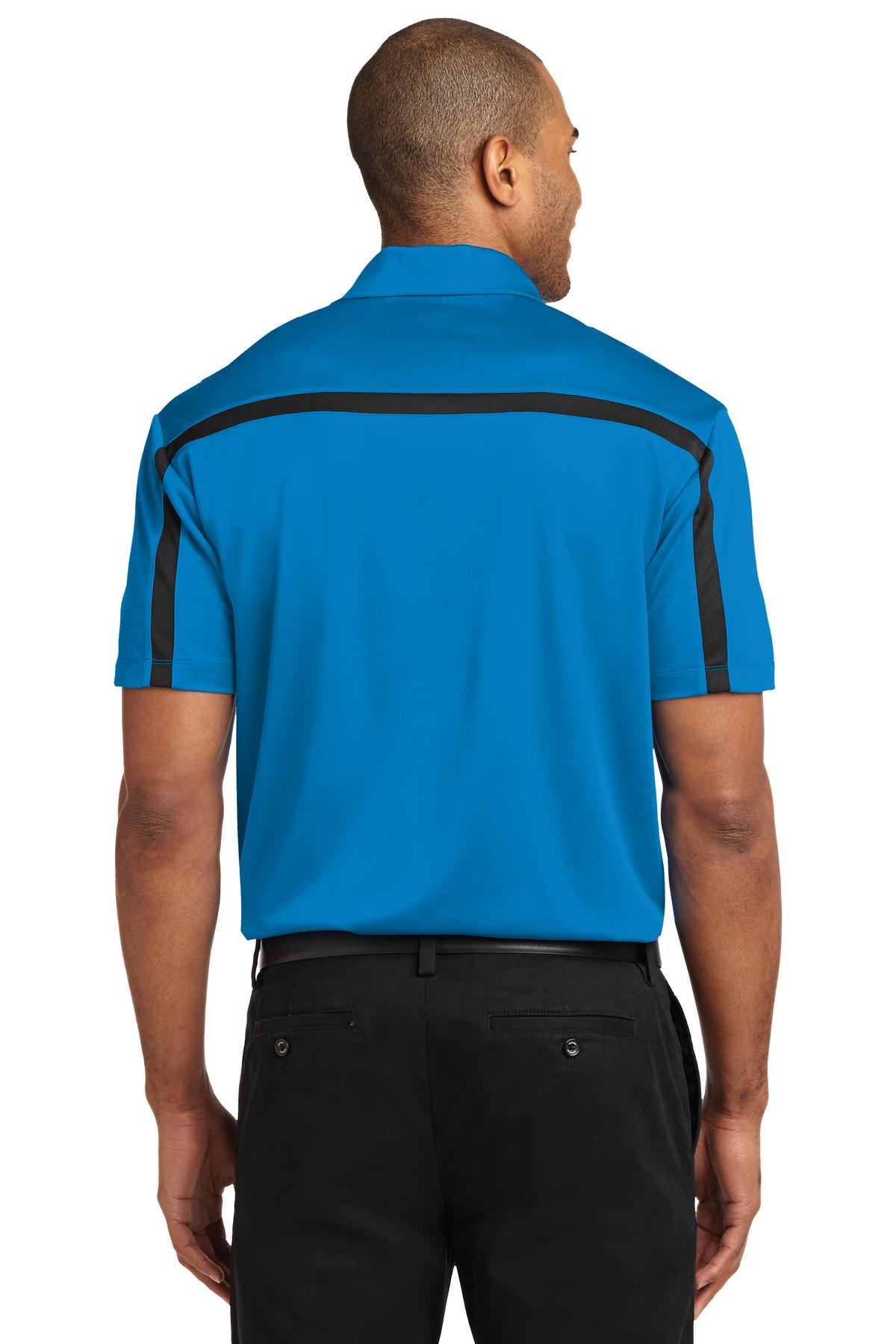 BrilliantBl/Bk Port Authority Silk Touch Performance Colorblock Stripe Polo. K547