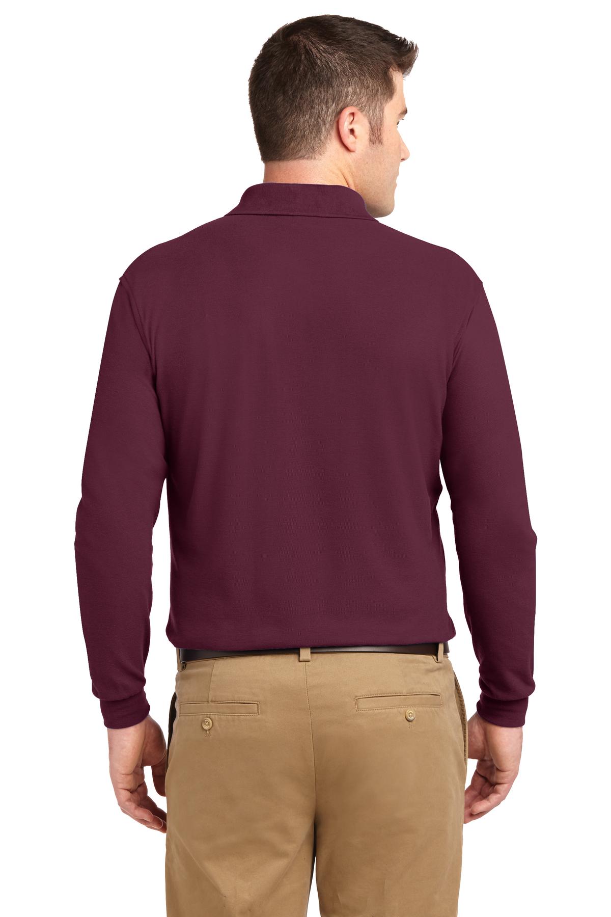 Burgundy Port Authority Silk Touch Long Sleeve Polo. K500LS